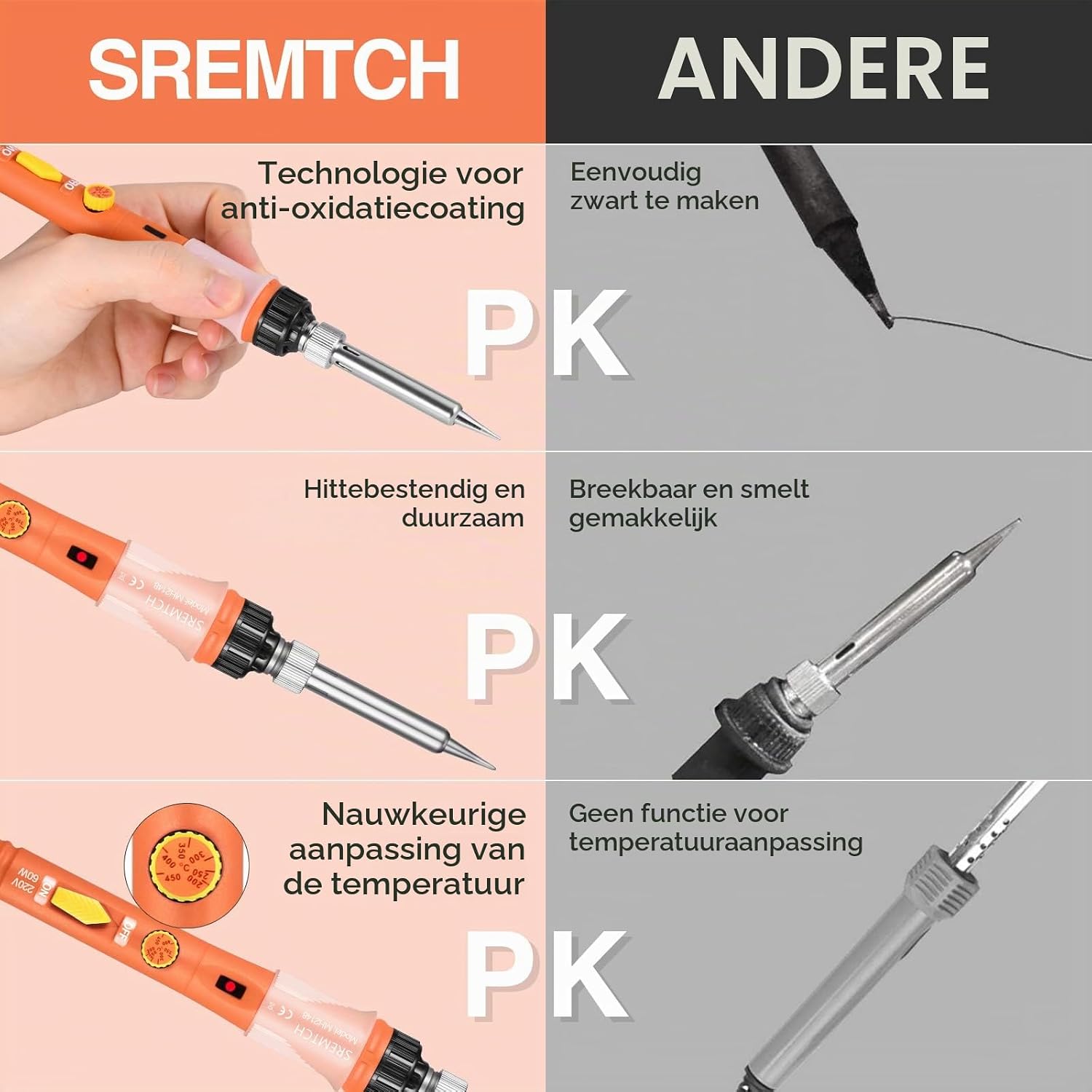 Thumbnail 1 de SREMTCH 11 soldeerboutset 60 W, 200–450 °C en 5 soldeerpunten