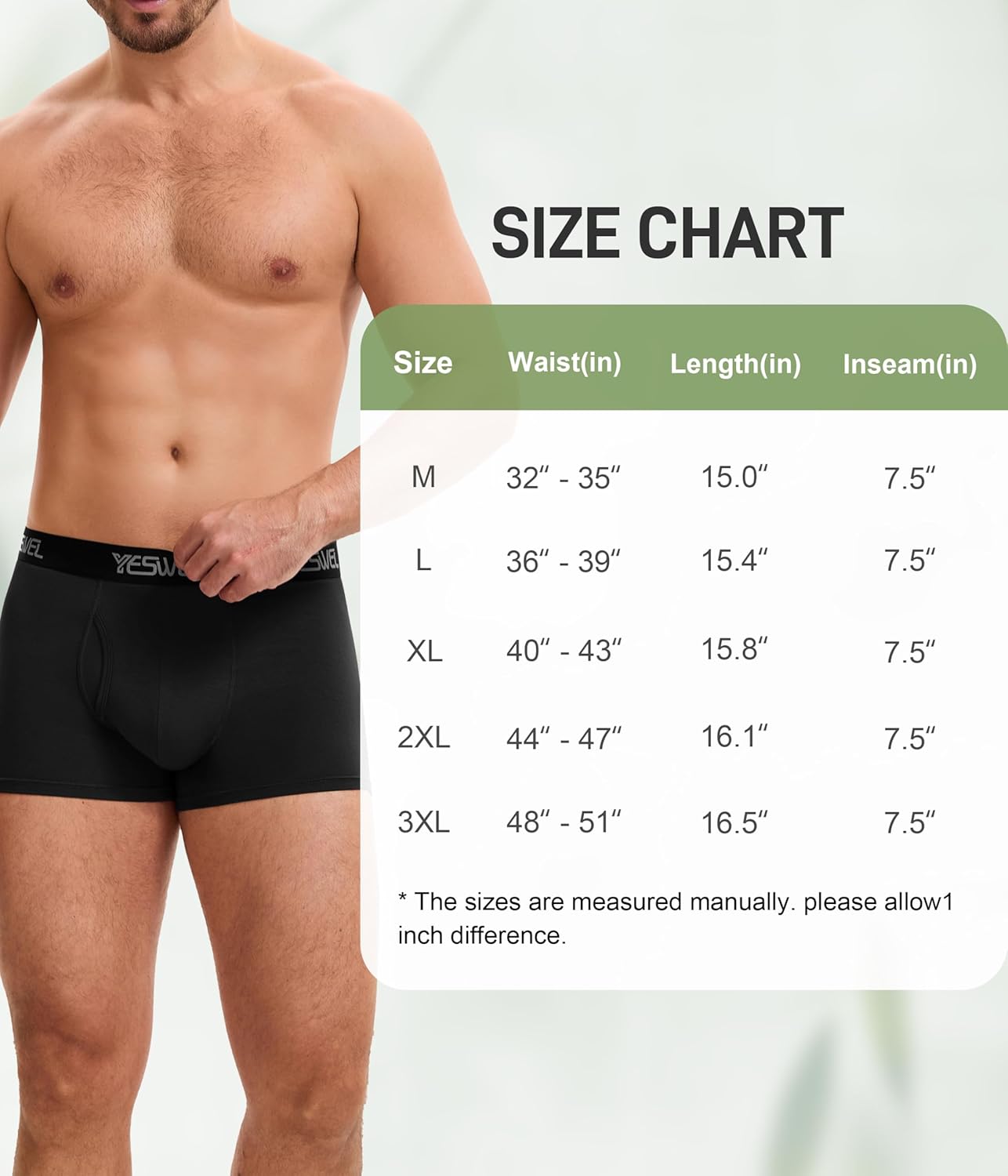 Thumbnail 5 de YESWEL Men’s Bamboo Boxers Multipack of 4 (no-itch labels, moisture-wicking, open fly) — M-3XL