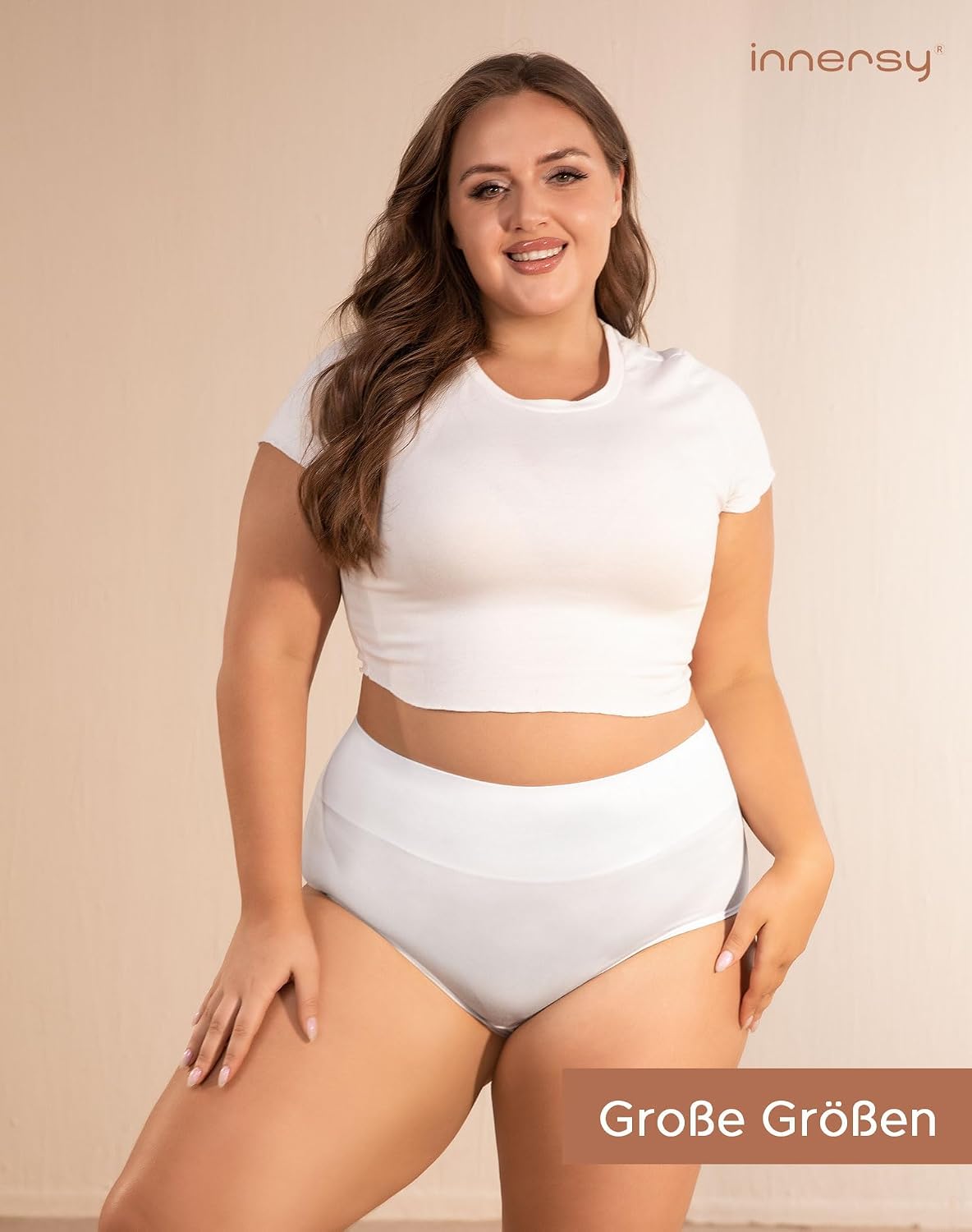 Detalle de INNERSY Großgrößen Damen Taillenslip Baumwolle High Waist 44-62 – 4er Pack