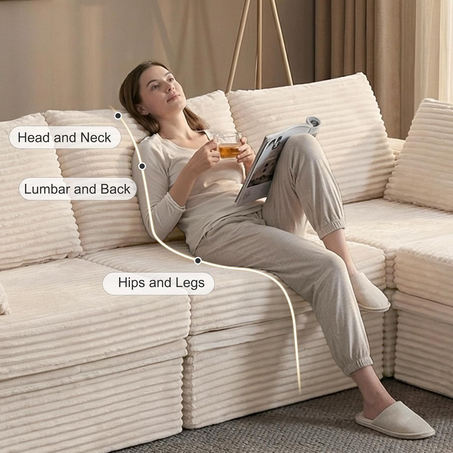 Detalle 2 de NABUMI Modular Sectional Sofa, 142-inch
