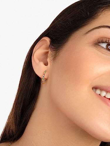 Thumbnail 3 de SINGULARU Pendientes Gleam Colors en plata de ley bañada en oro de 18 Kt con circonitas multicolor y cierre congo