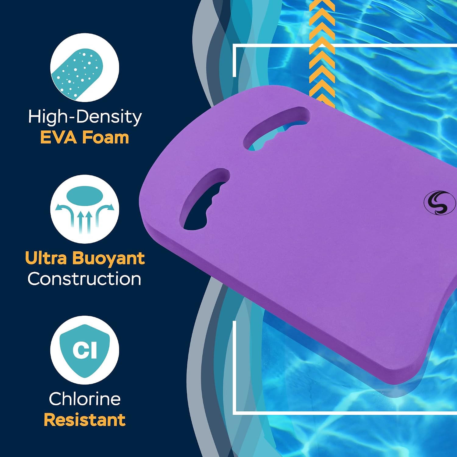 Detalle 2 de Sunlite Sports 1021SS-PURPLE Swimming Kickboard, EVA Foam, Ergonomic Grips