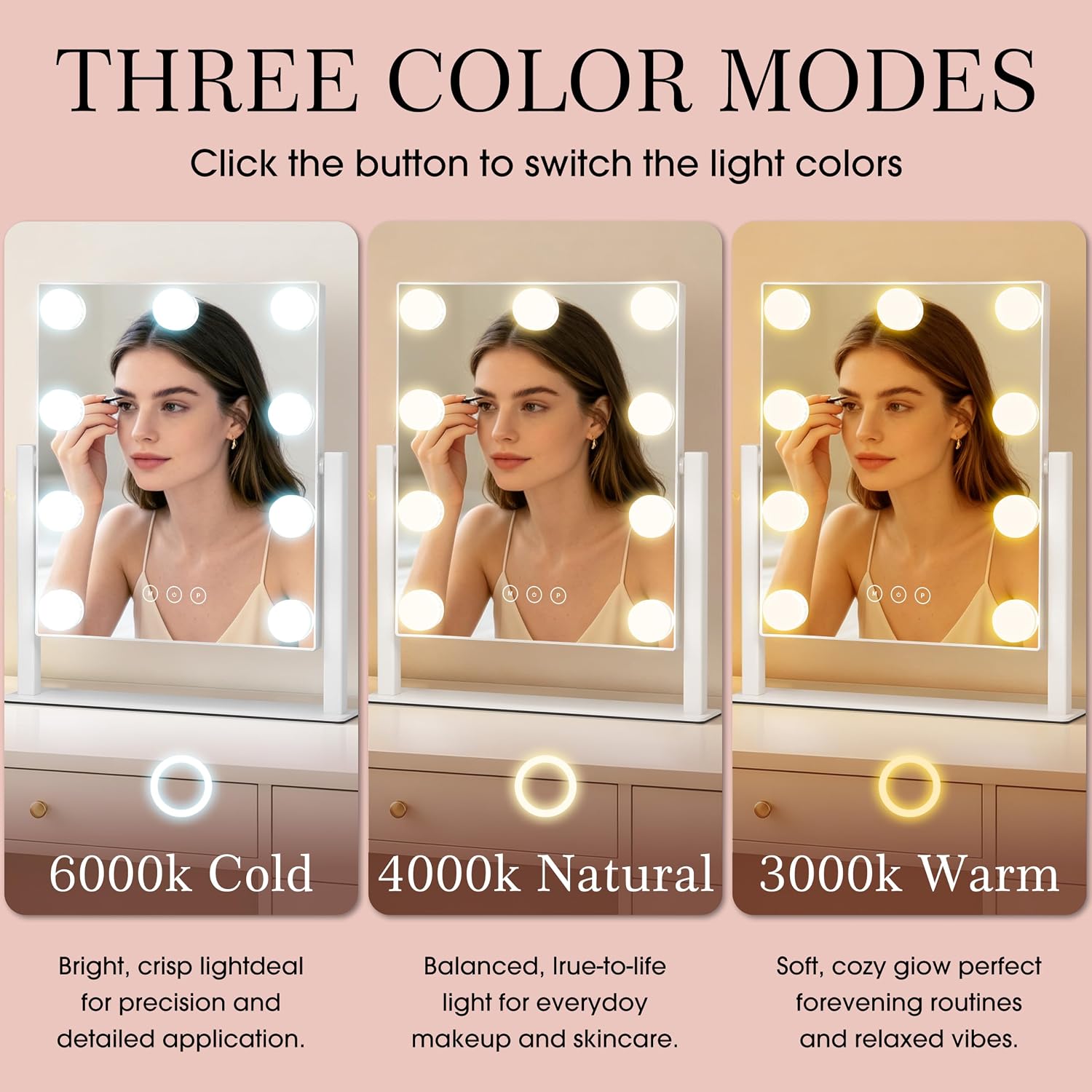 Detalle de Kotdning Lighted Vanity Mirror with 10x Magnification