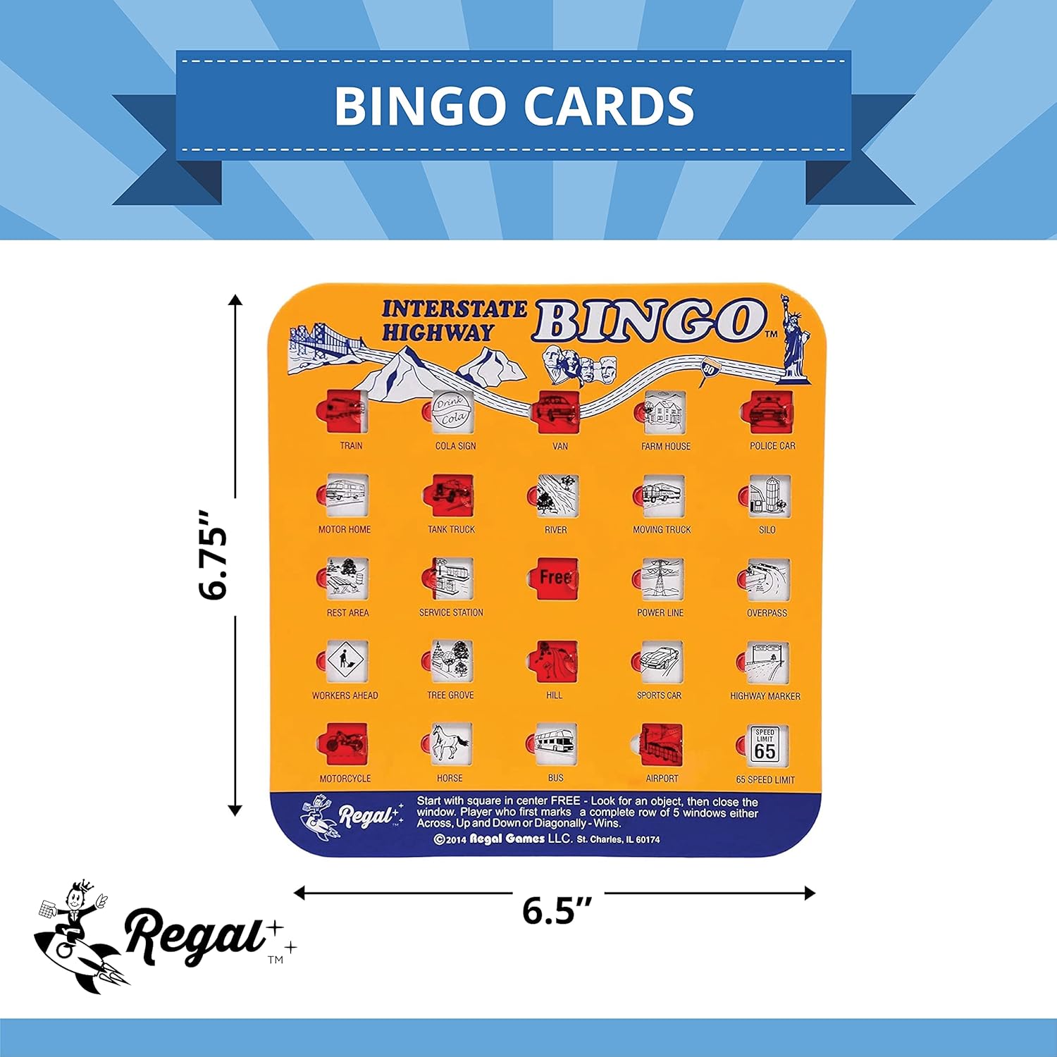 Thumbnail 4 de Regal Games Finger-Tip Shutter Bingo Cards - 4-Pack Travel Set (Interstate & Auto Bingo) with Sliding Windows