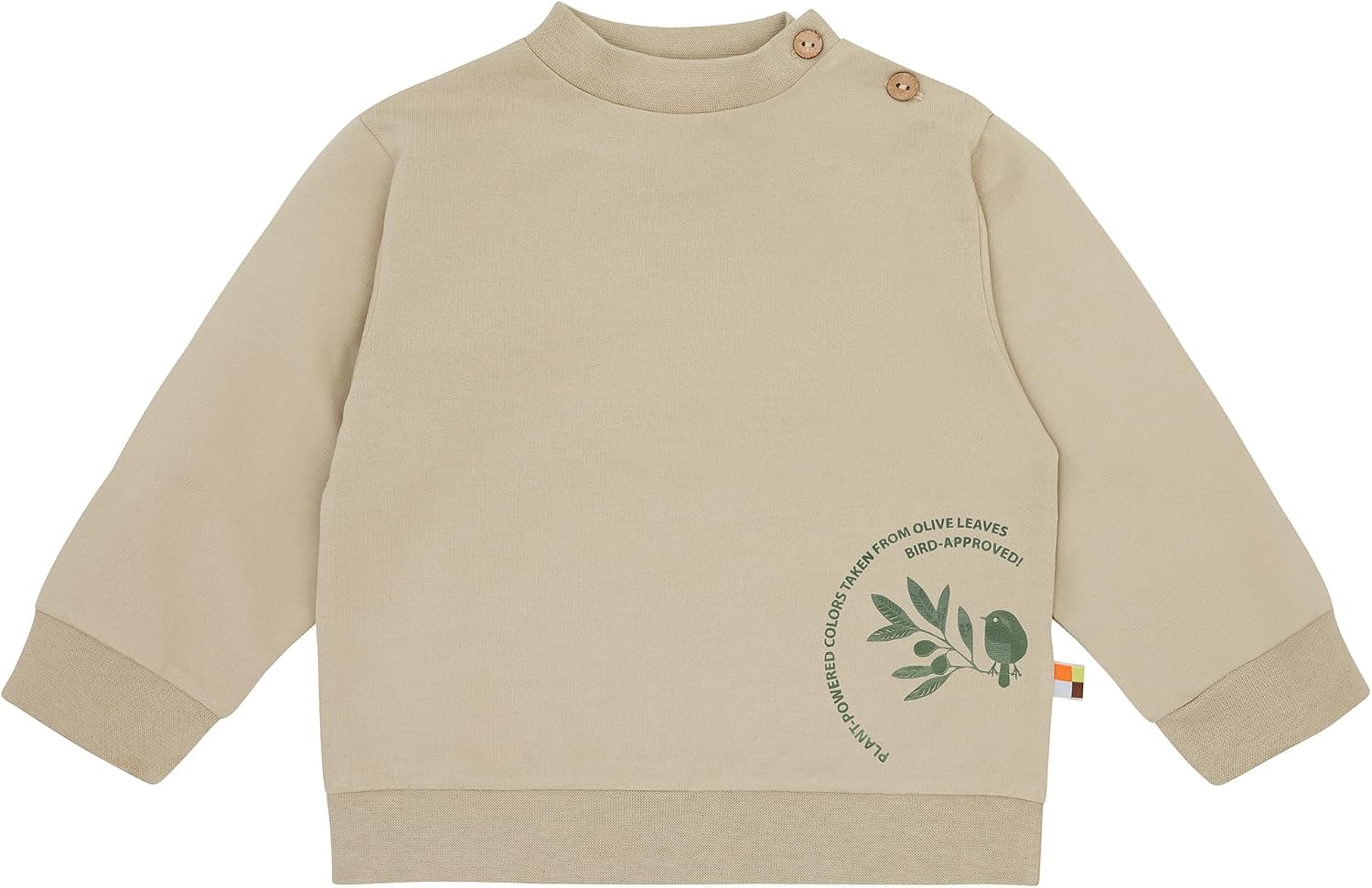 Detalle de LOUD + PROUD Unisex Kinder Sweatshirt mit Pflanzenfarben – GOTS zertifiziert
