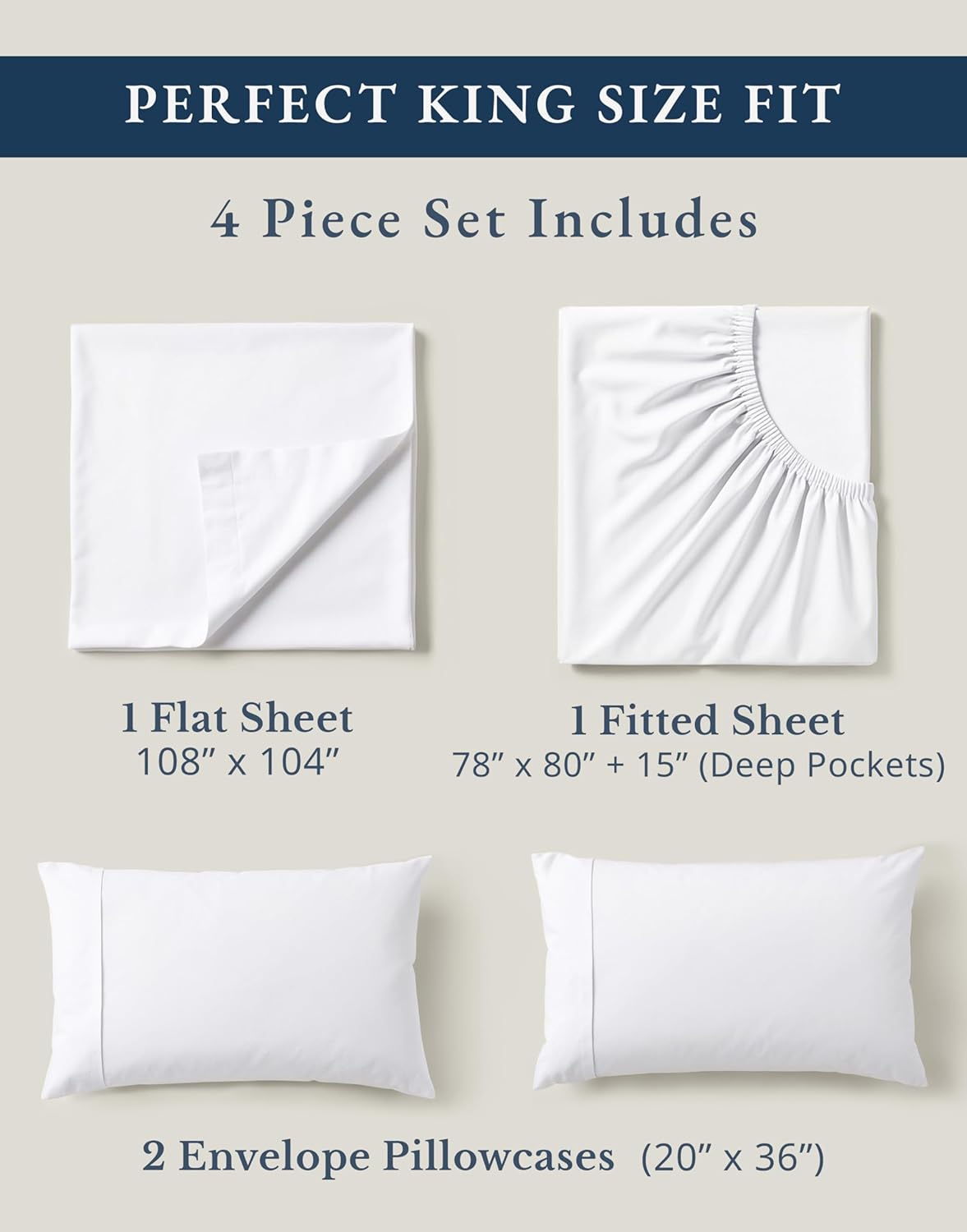 Thumbnail 3 de Lane Linen 100% Organic Cotton King Size Sheets Set