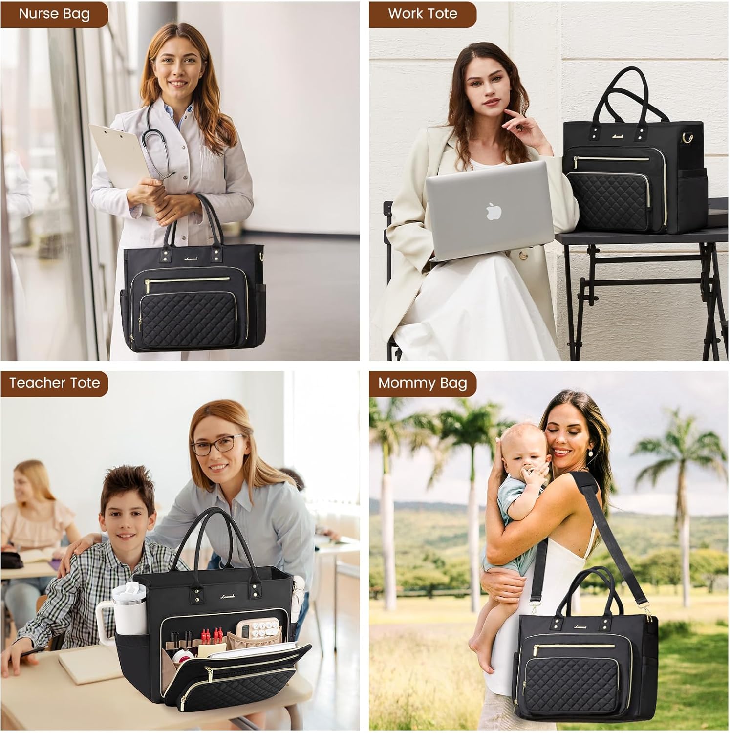 Thumbnail 1 de LOVEVOOK Teacher Tote Bag with Cup Holder