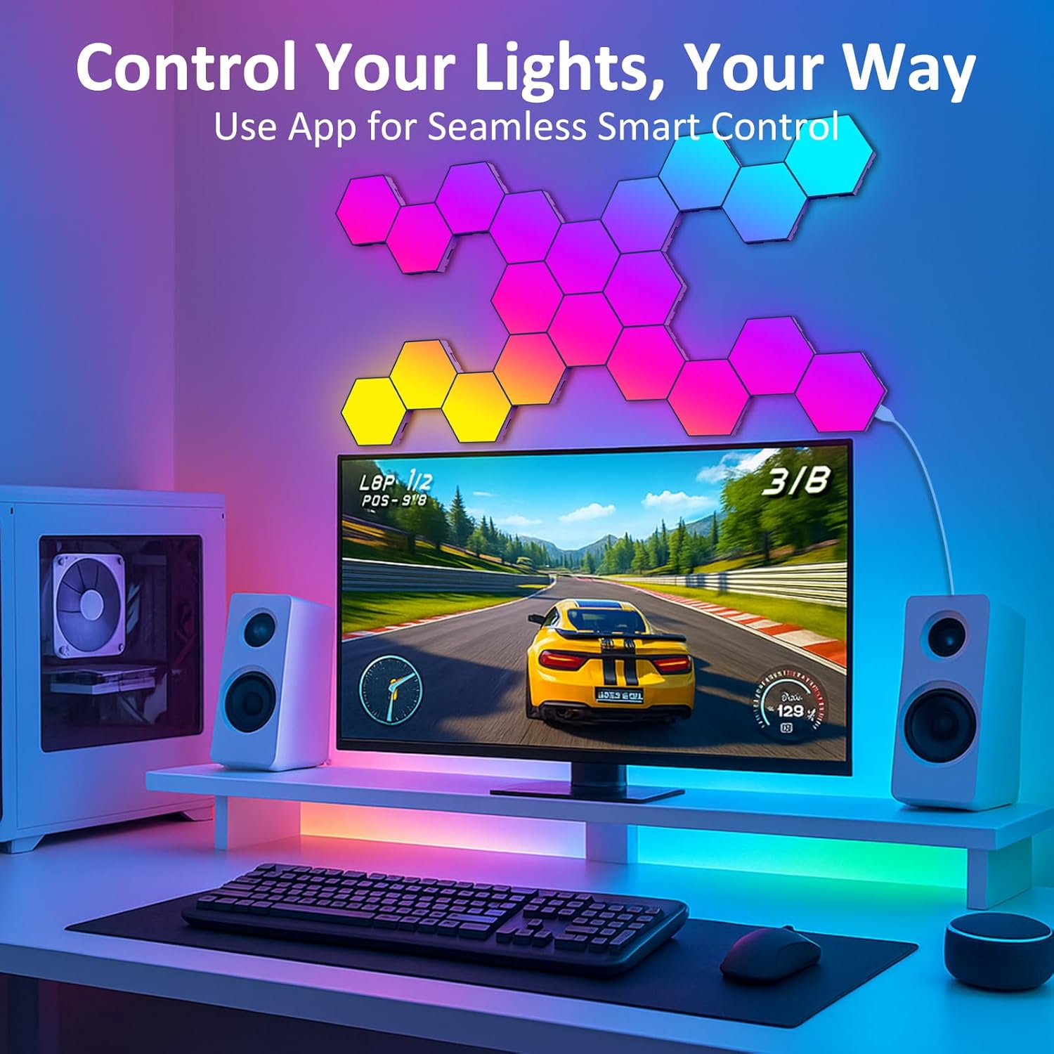 Thumbnail 5 de Kangtaixin Hexagon LED Gaming Wandleuchte (8er Set) mit Musik-Sync & App-Steuerung