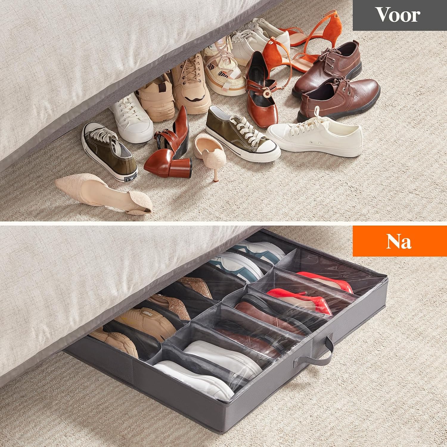 Detalle de Lifewit Opbergdozen Onder Het Bed schoenenopberger, 2 stuks voor 24 paar