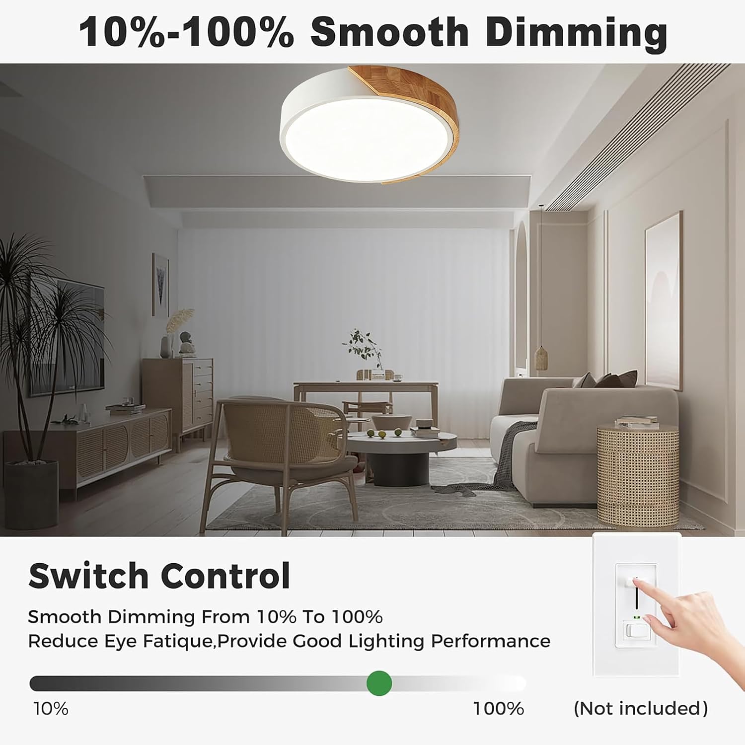 Detalle de DODOPEN LED flush-mount ceiling light 15.8-inch