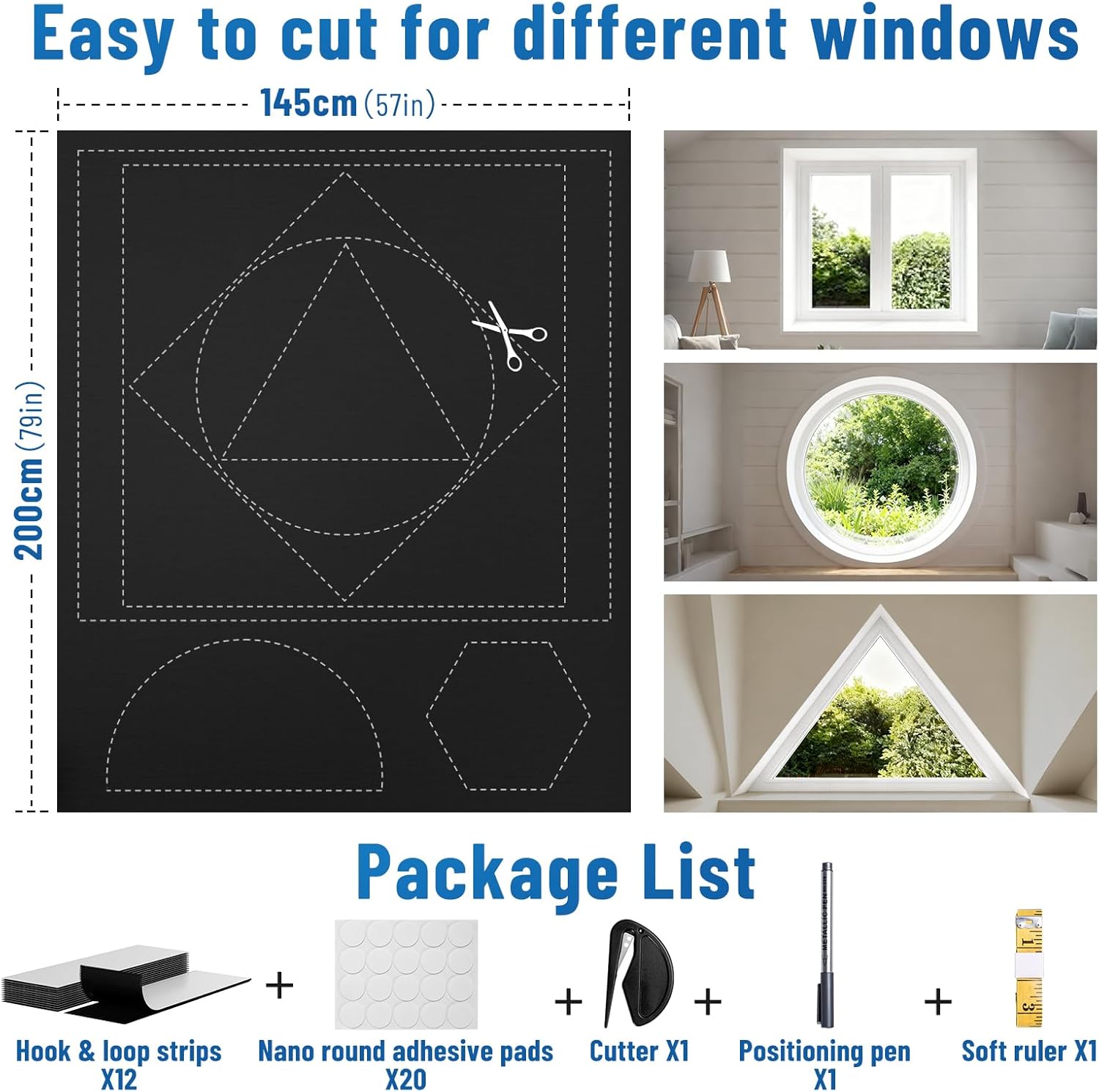 Thumbnail 2 de RCHYFEED Blackout Blinds for Bedroom, 145x200cm: Traceless Removable, Portable Window Shade