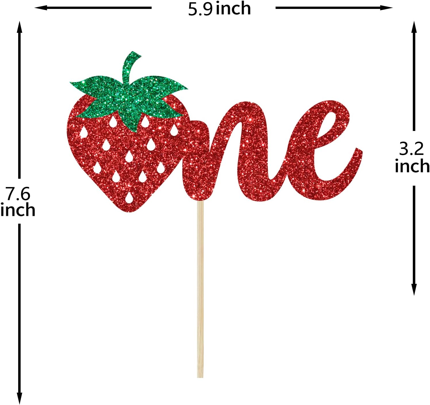 Thumbnail 4 de Strawberry Cake Topper Glitter Cardboard
