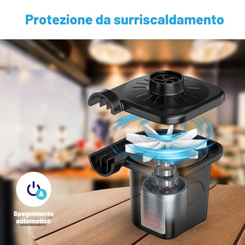 Detalle de Pompa Elettrica per Gonfiabili Motorenbau con 3 Ugelli – Versatilità e comodità per campeggio e piscina