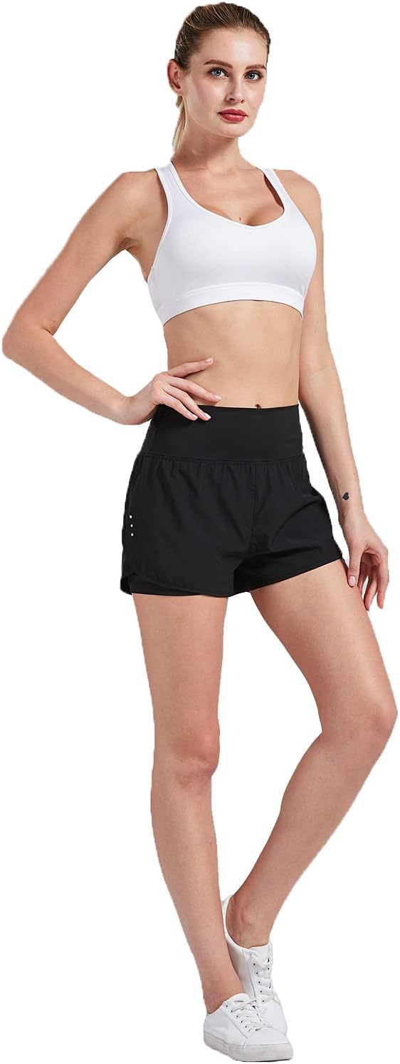 Detalle de VIGVAN 2 in 1 Laufhose Damen – Sport Shorts mit Taschen und schnelltrocknendem Innenfutter