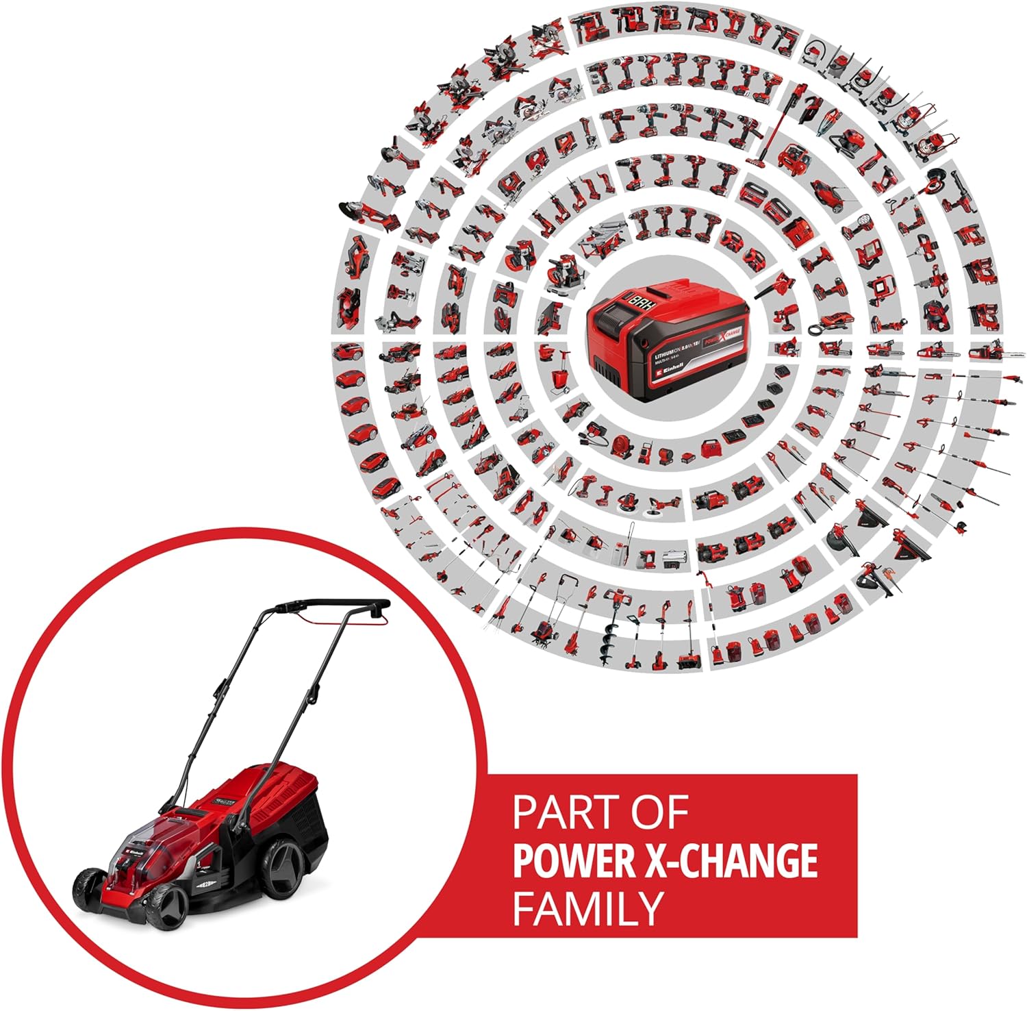 Thumbnail 1 de Einhell 36V Power X-Change cordless lawnmower (x2 batteries & x2 chargers included) – 36cm cut, 40L box