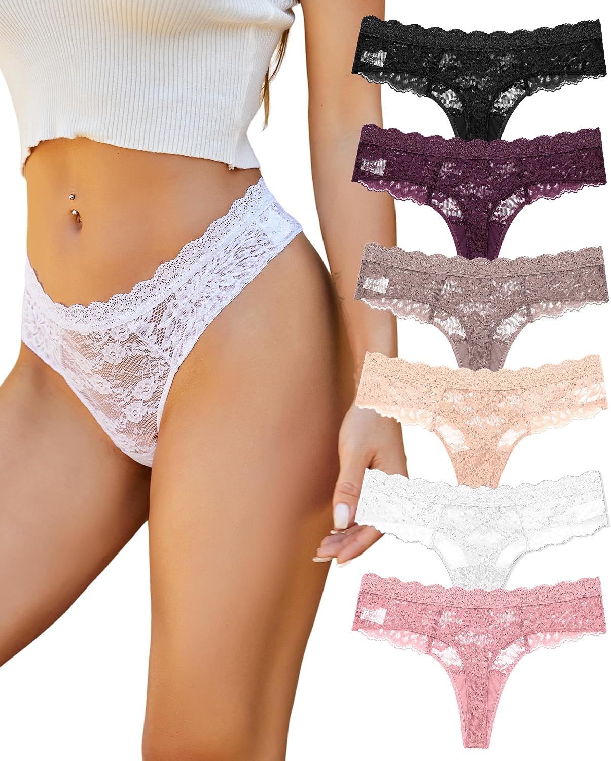 Detalle de ALL OF SHE Strings dentelle, lot de 6