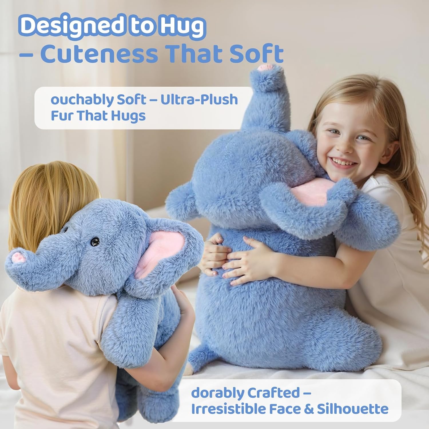 Thumbnail 5 de Mewaii 23-Inch Weighted Elephant Plush with Microwavable Heating Pad