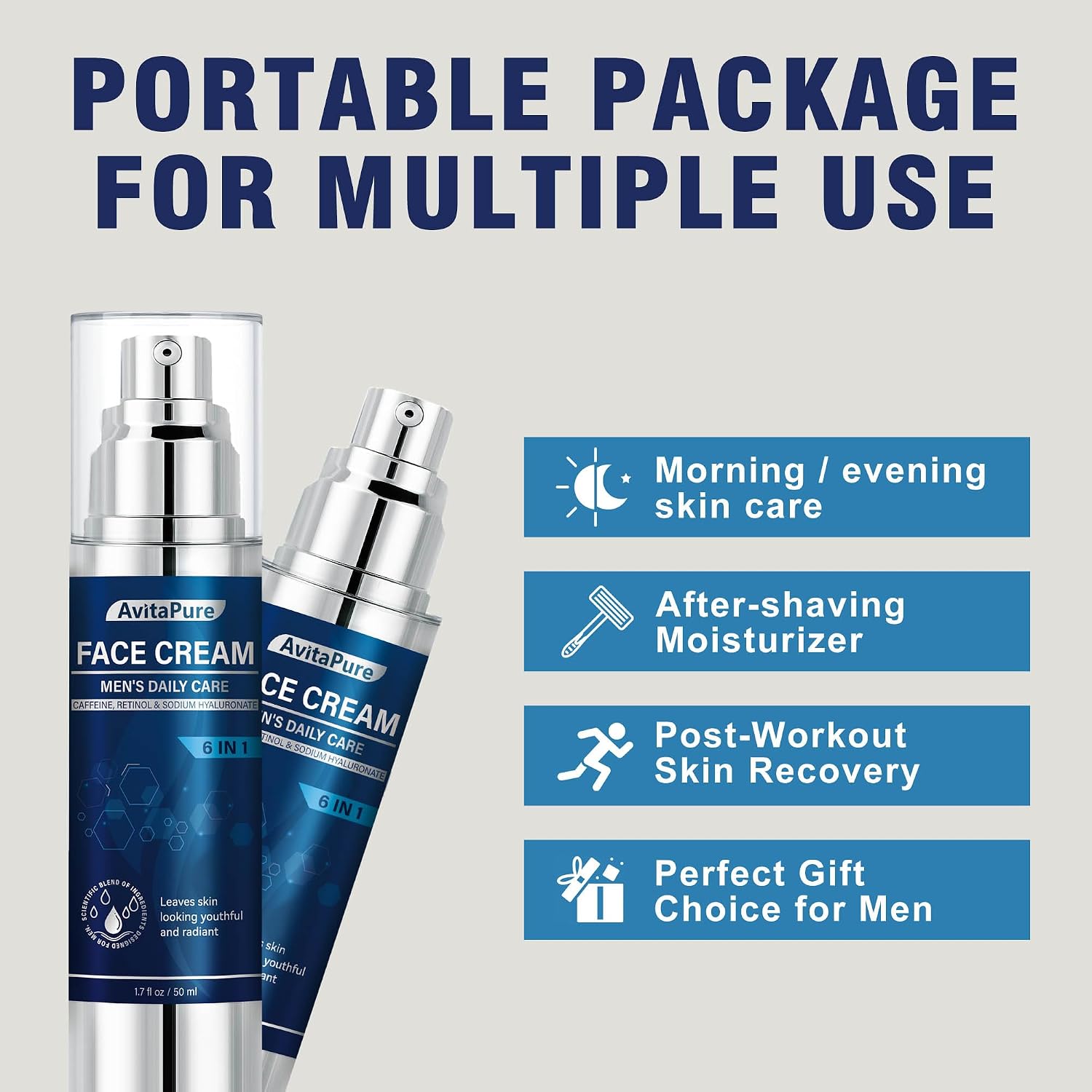 Detalle 2 de AVITAPURE 6-in-1 Face Cream for Men, Fragrance-Free Daily Moisturizer
