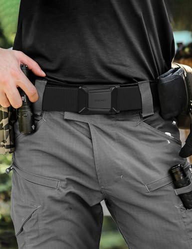 Detalle de JUKMO Men's Stretch Tactical Belt: 1.5" Elastic Nylon Web with Flip Buckle