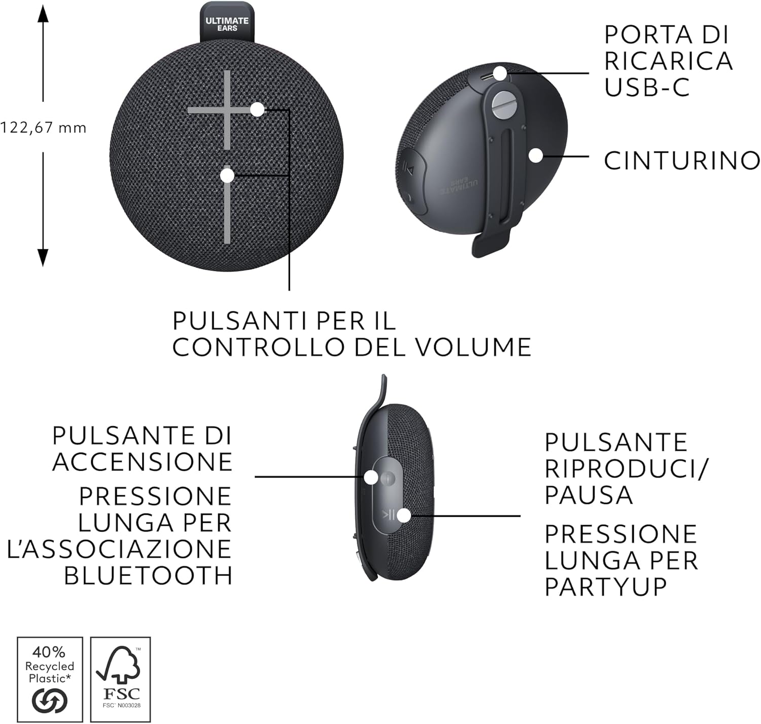 Thumbnail 6 de Ultimate Ears MINIROLL: altoparlante Bluetooth impermeabile, compatto ma potente