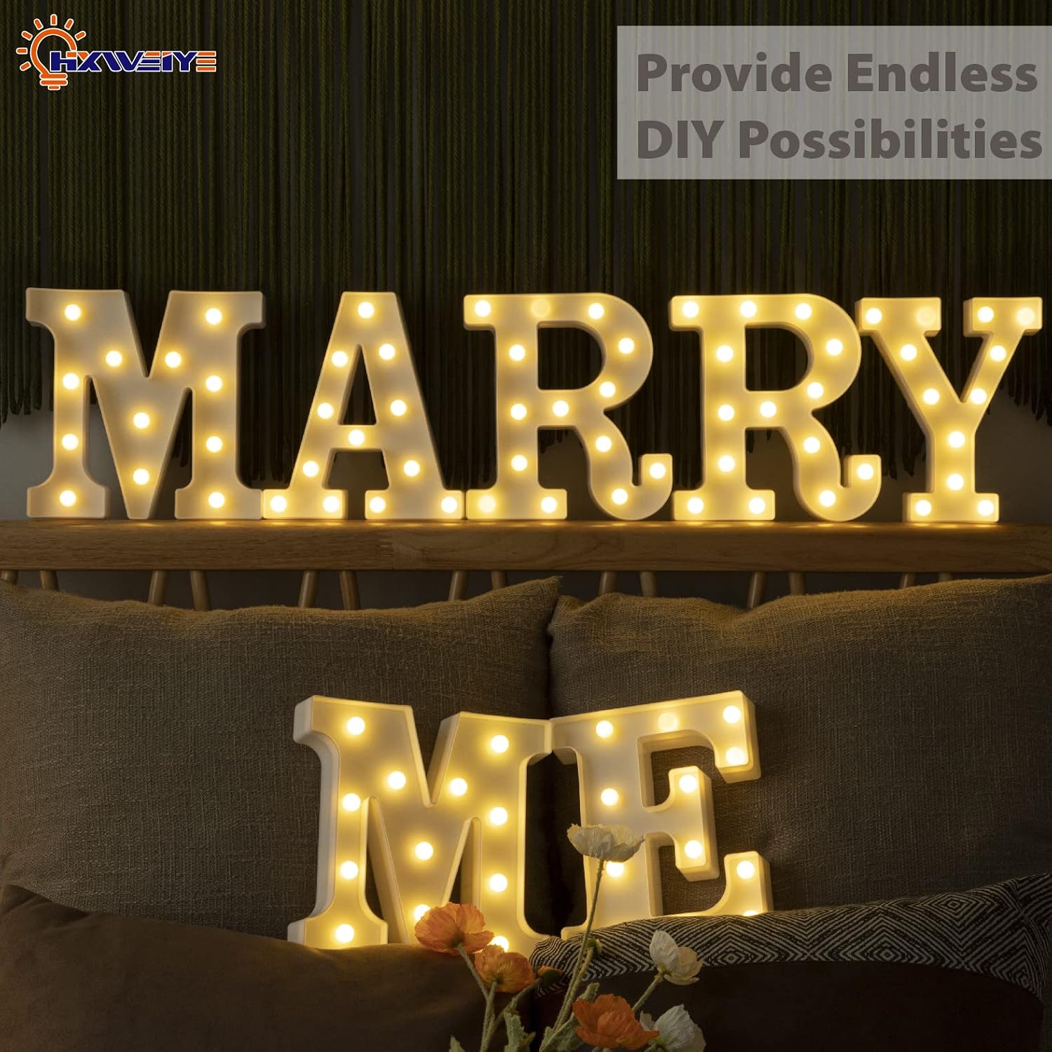 Thumbnail 4 de HXWEIYE Light Up Letter R, Warm White LED Marquee, Battery-Powered