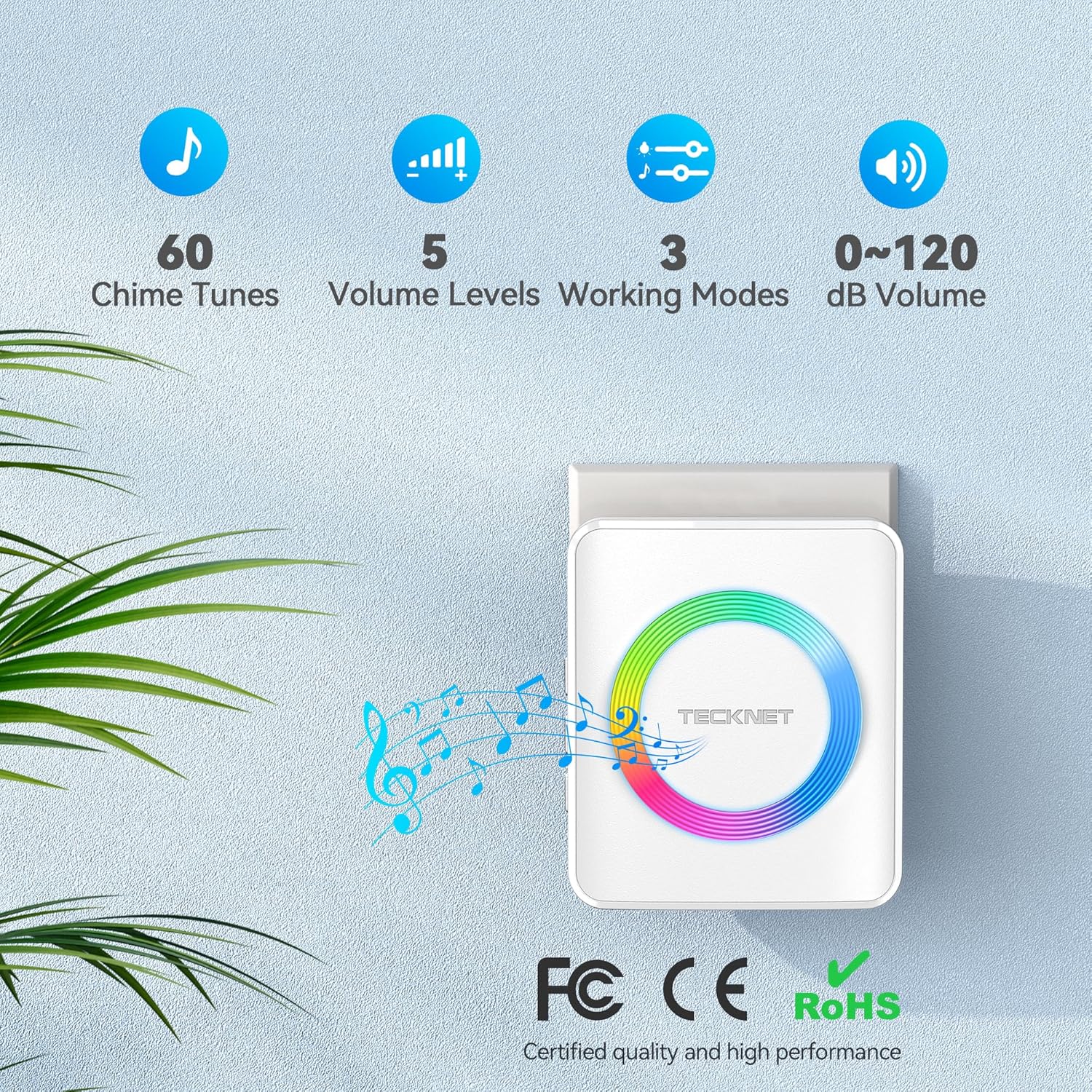 Thumbnail 1 de TECKNET Wireless Doorbell 1300ft Range