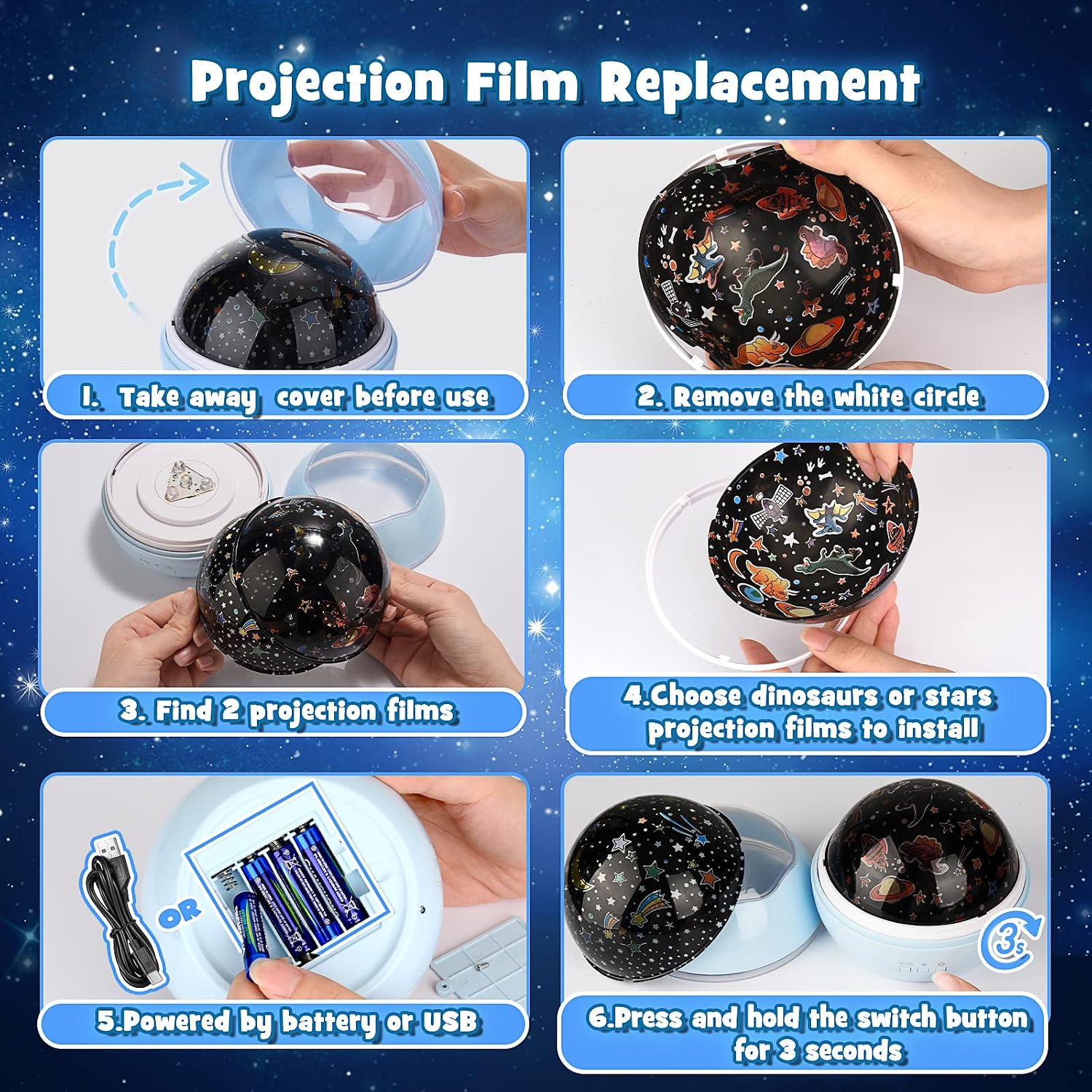 Thumbnail 6 de EUCOCO Dinosaur Night Light Projector 2-in-1