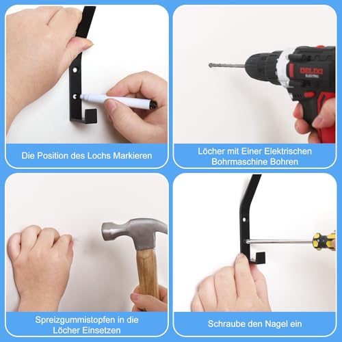 Thumbnail 7 de Kssvzz 6 Stück Kleiderhaken für Akustikpaneele – Doppelhaken aus Aluminium, Schwarz, 13 mm