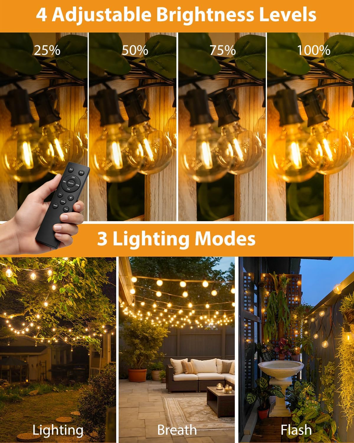 Thumbnail 1 de btfarm 2 Stück 30m Außen-Lichterketten mit Fernbedienung, Timer und Dimmfunktion – Warmweiß