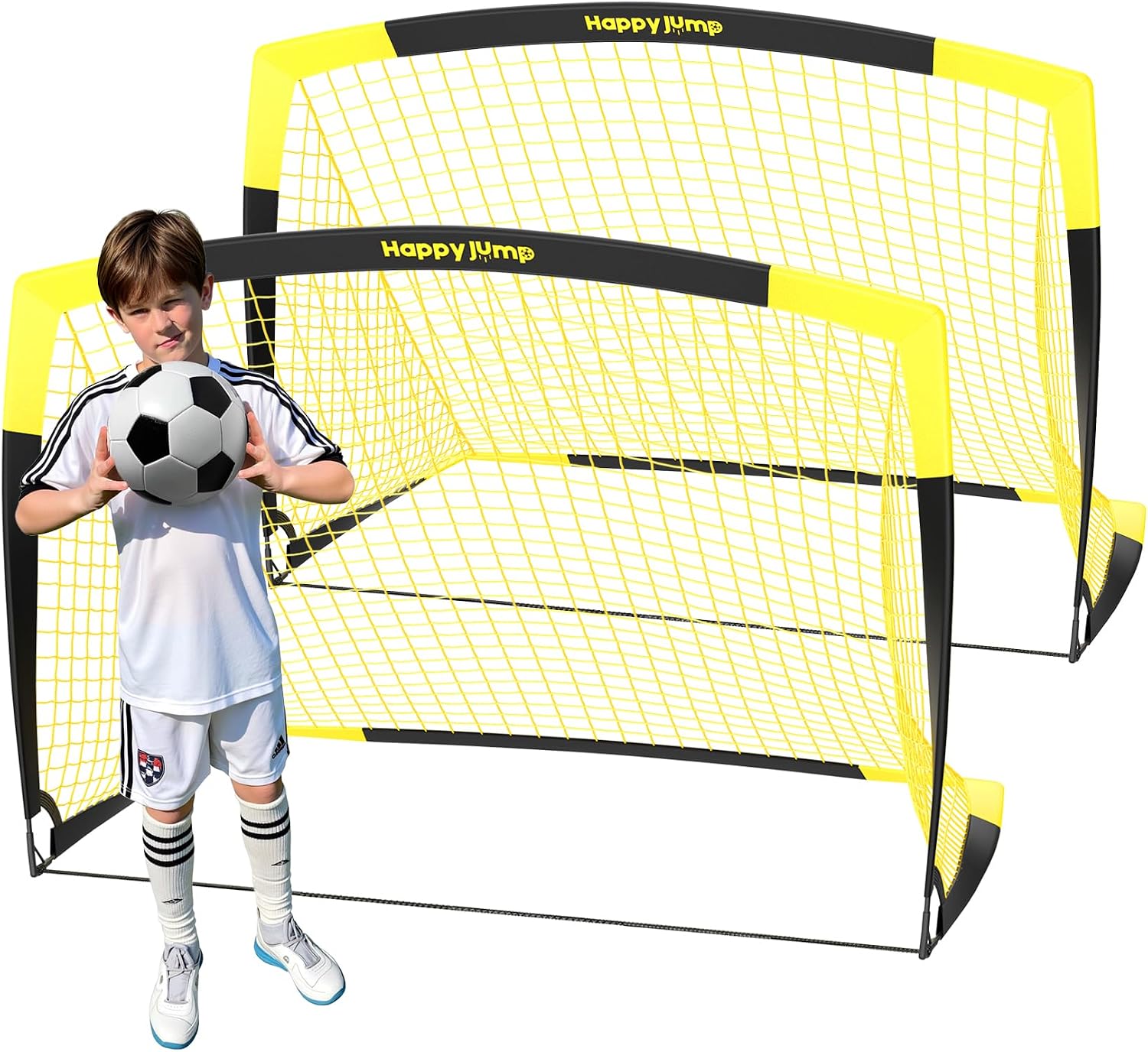 Happy Jump Portable Pop Up Football Goals (Optional Target Sheet) – Weatherproof training nets for garden & outdoor use, multiple sizes