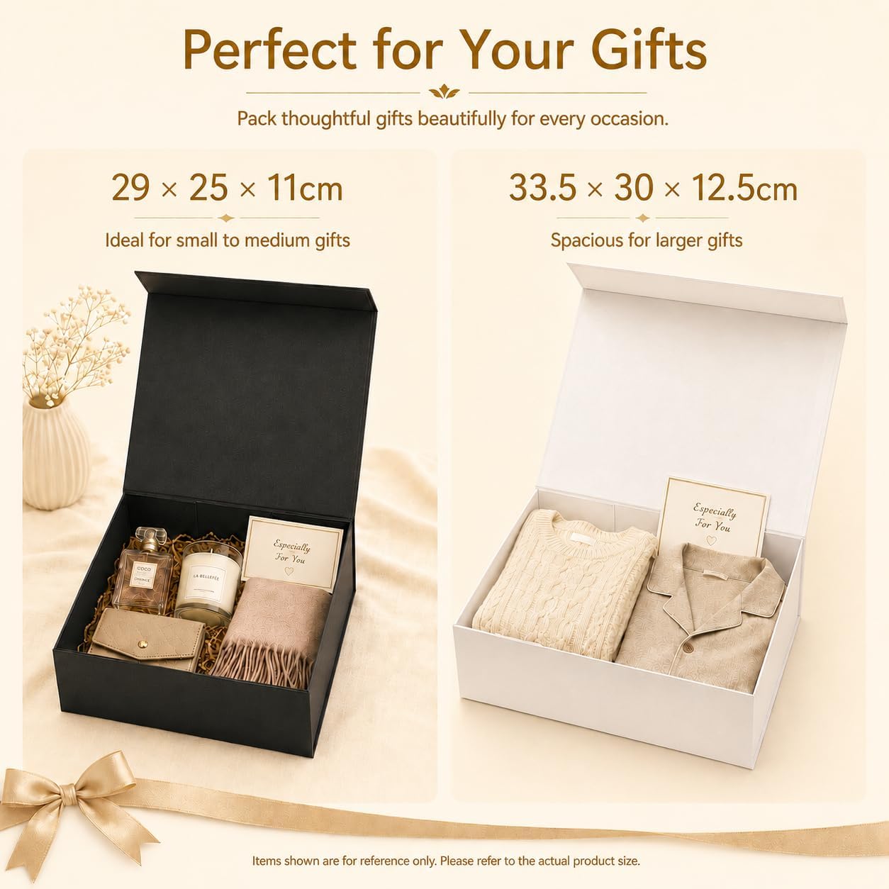Detalle de BloomWrap Weiße Geschenkbox 33.5x30x12.5 cm – faltbar, schimmernd, Magnetverschluss
