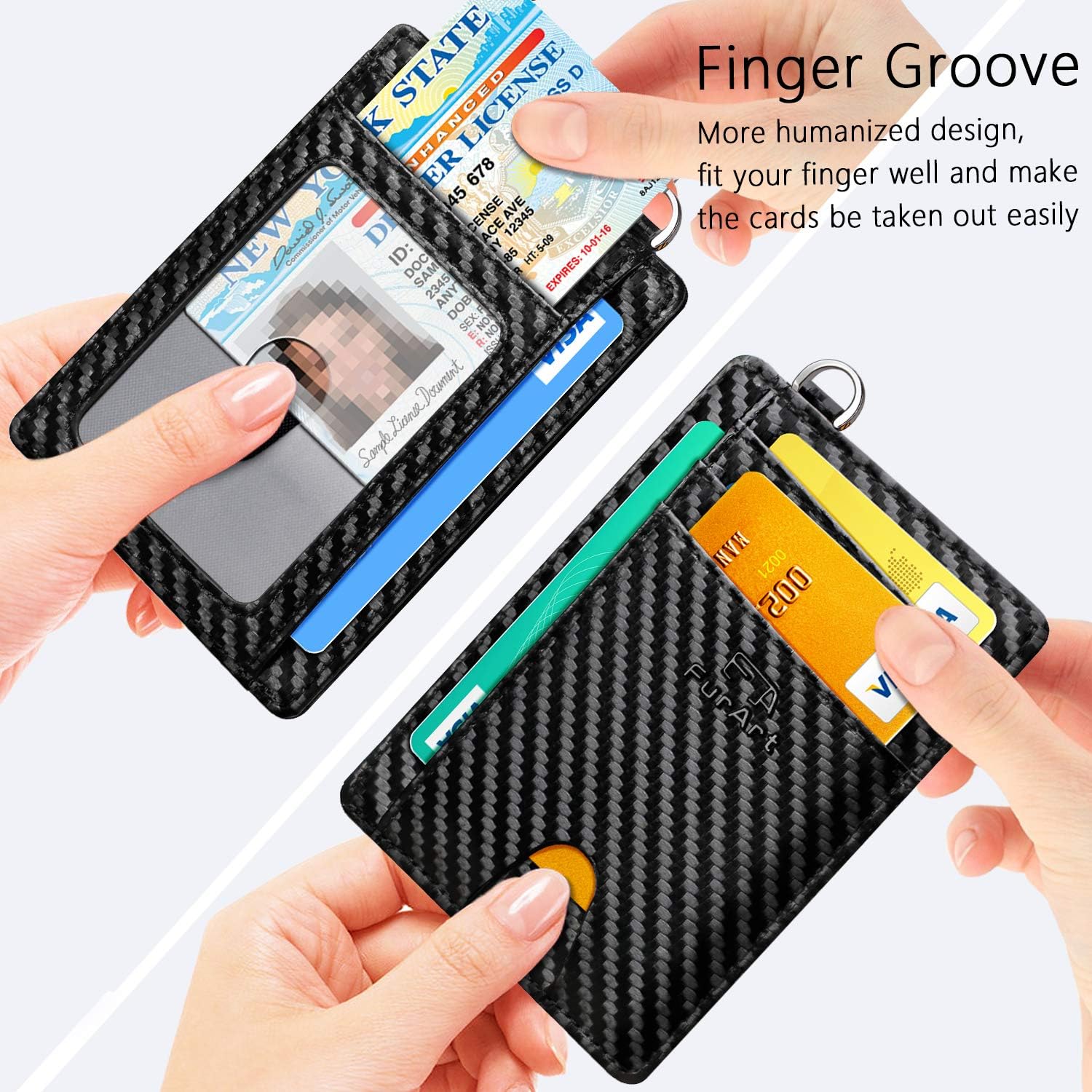 Thumbnail 2 de FurArt portefeuille minimaliste fin avec blocage RFID et fenêtre d’identification