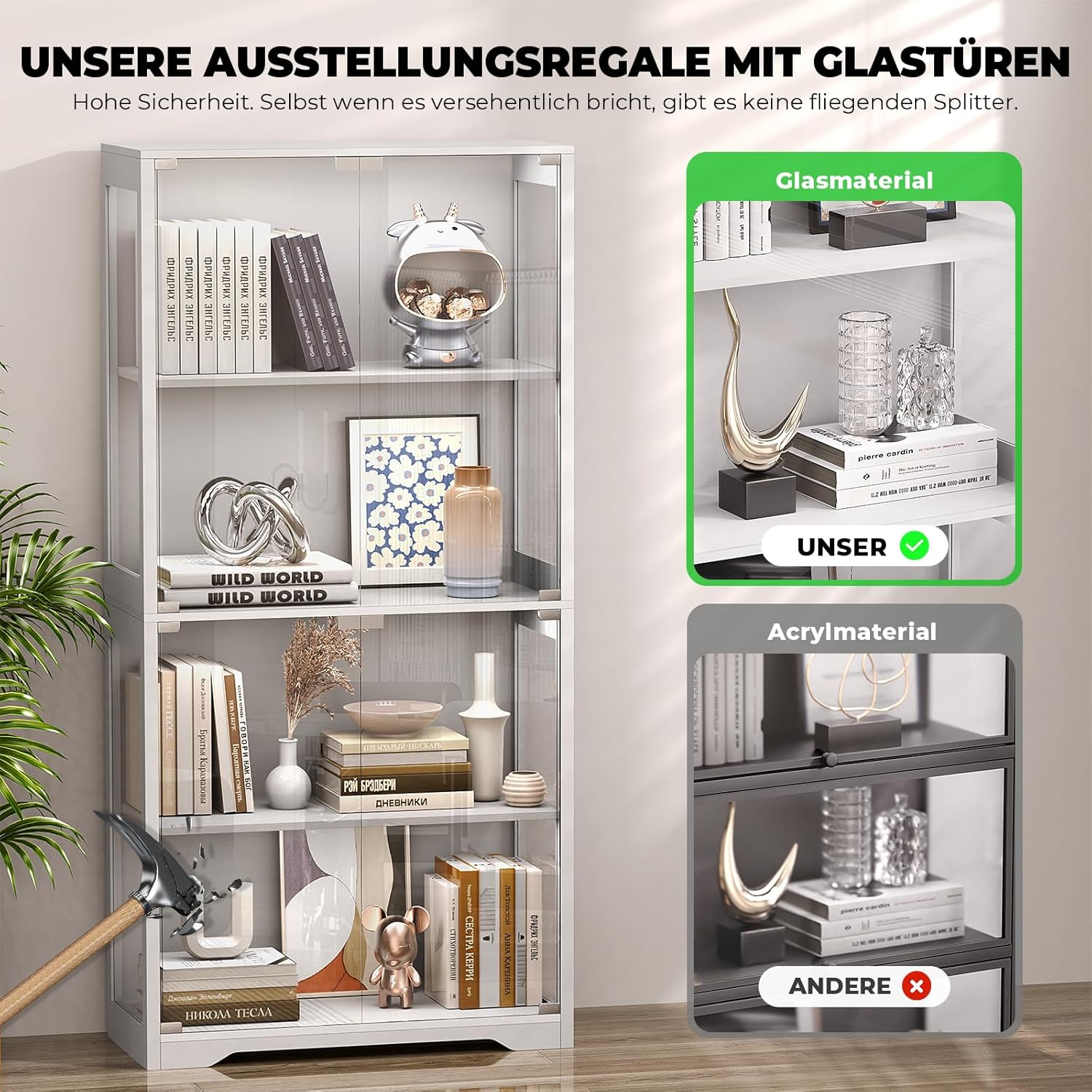 Detalle 1 de BROTTAR Vitrine mit LED 80 cm Breite