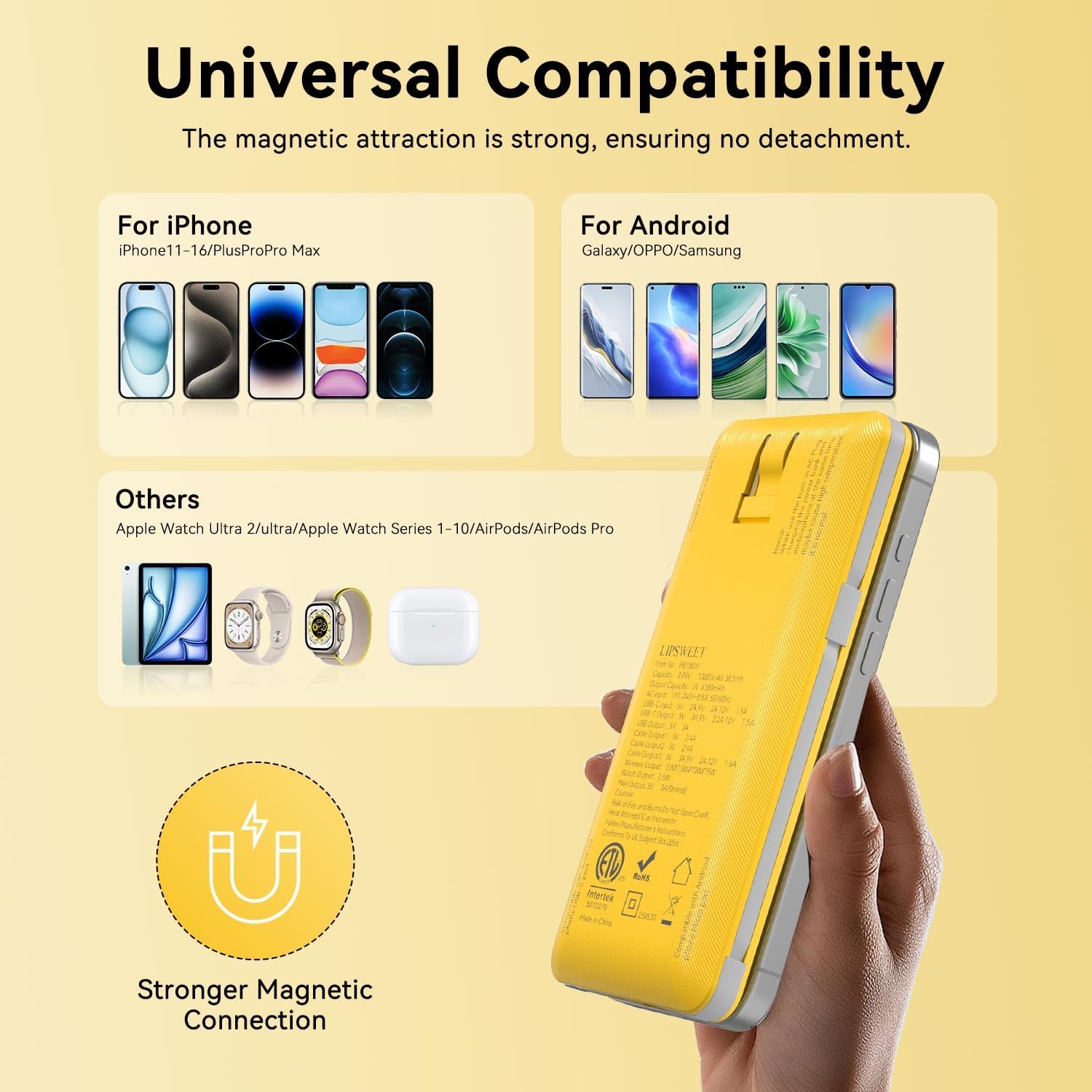 Thumbnail 6 de LUCKYFELLOW PB180W 10,000mAh Wireless Power Bank with Built-In Cables
