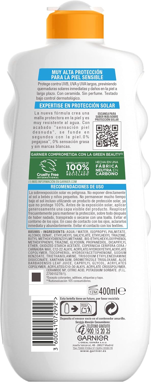Detalle 2 de Garnier Delial Sensitive Advanced Leche Solar XXL 👒