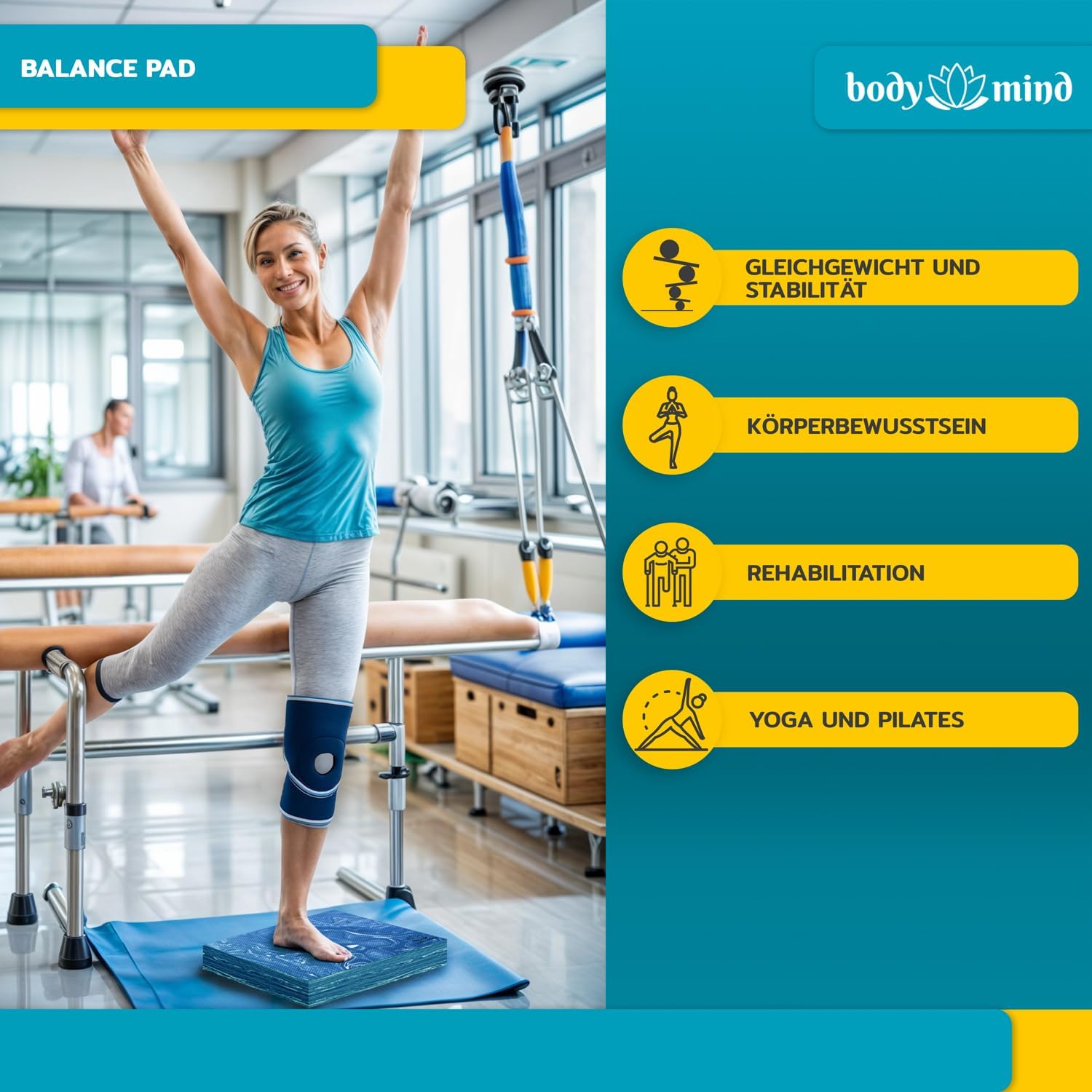 Detalle de Body & Mind Balance-Pad : Planche d'équilibre en mousse TPE 40 × 29 cm pour stabilité et coordination