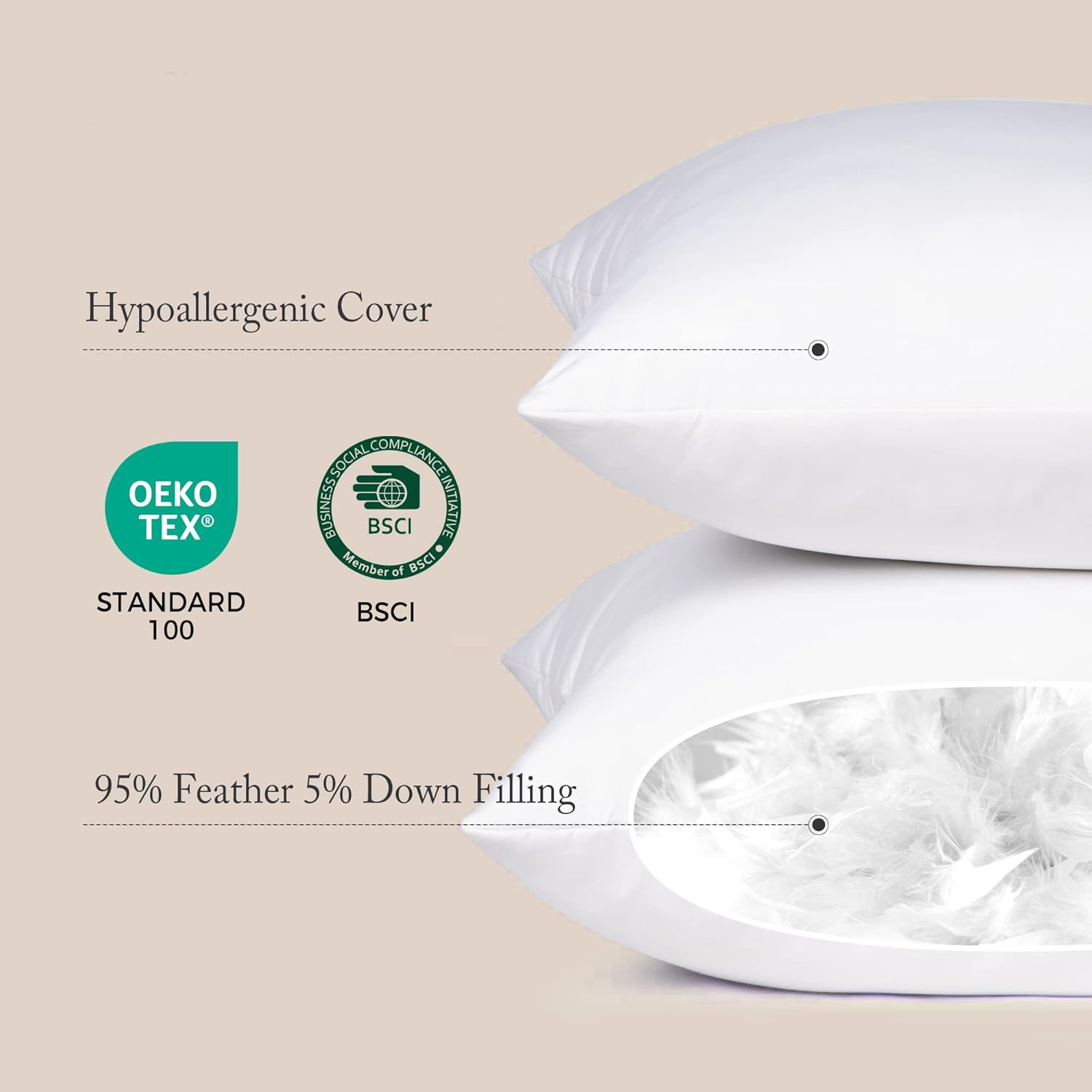 Thumbnail 1 de puredown Euro Pillow Insert 24 x 24 2-pack