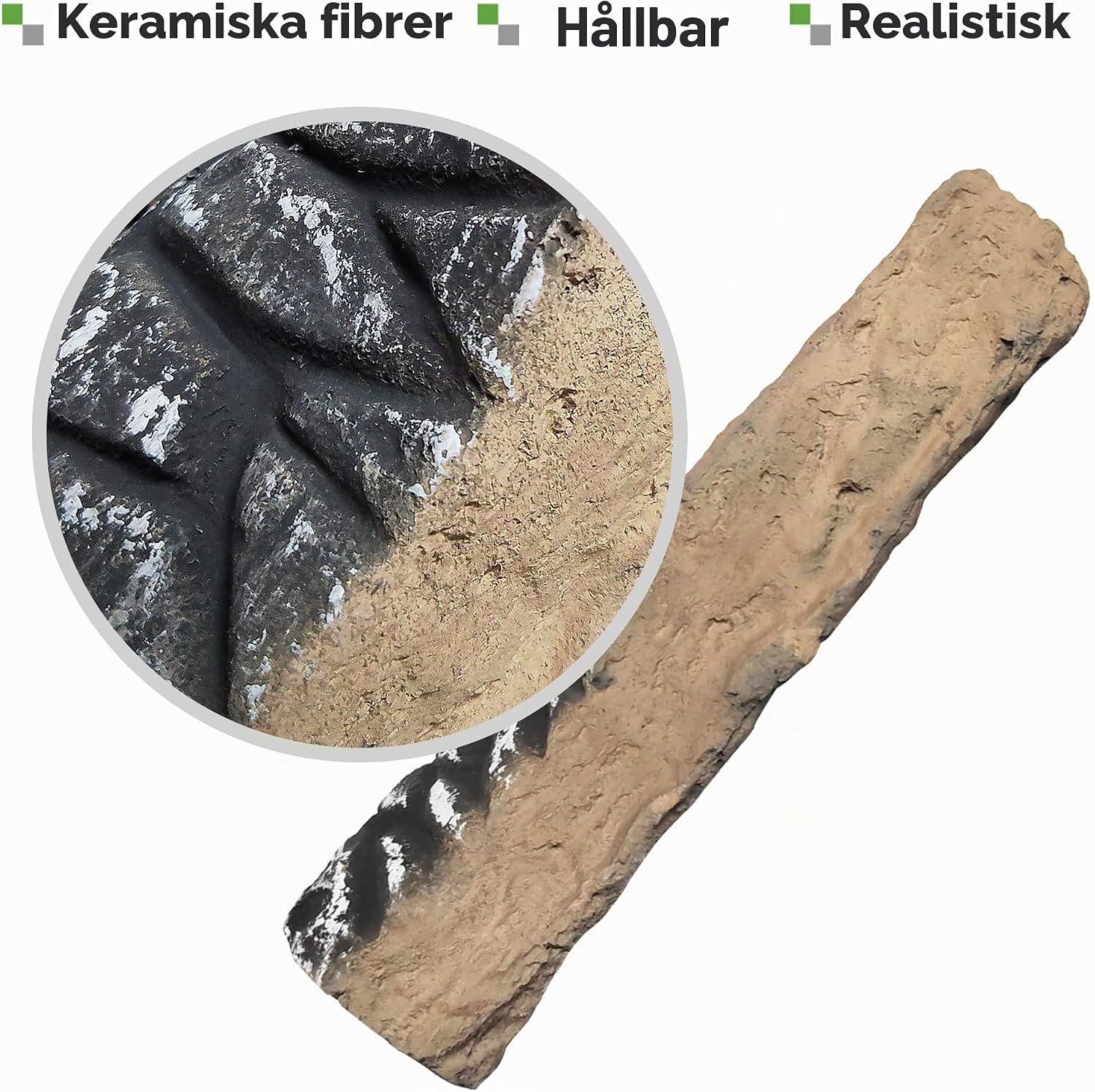 Detalle 2 de ART TO REAL CL10 dekorstockar i keramik, 10 delar för gaseldstad
