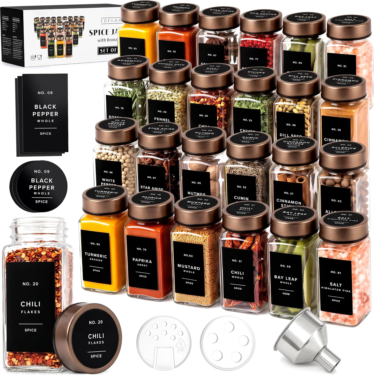 Detalle de EDELHAUS Glass Spice Jars, 4 oz