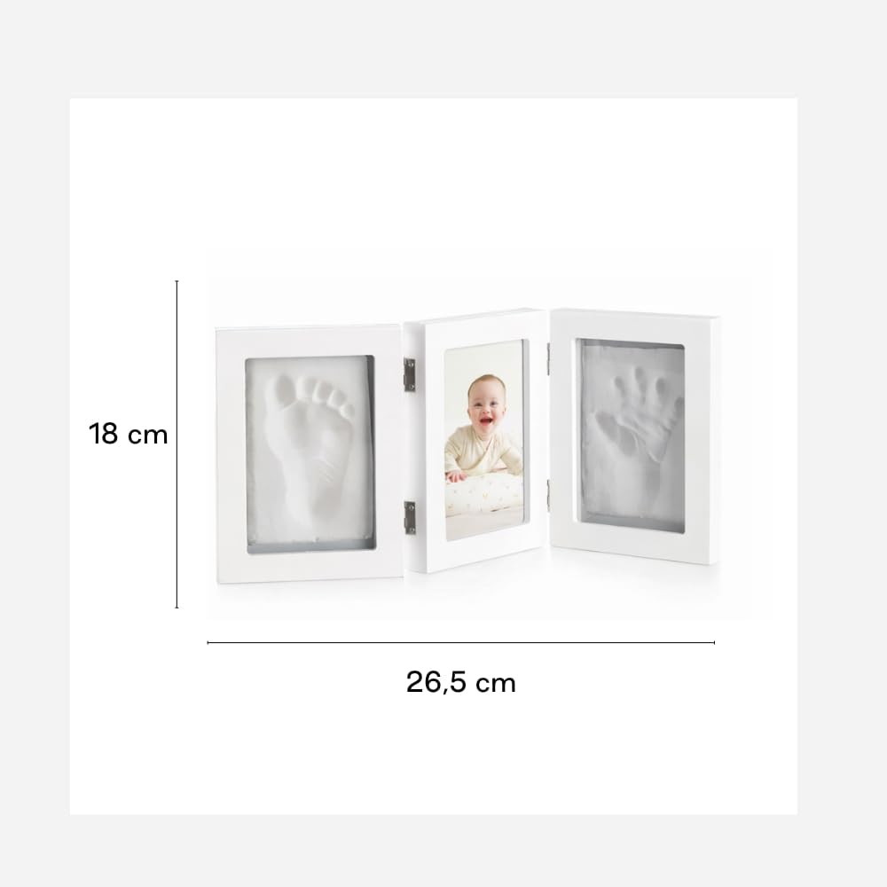 Detalle de Jané Cadre Empreinte Bébé avec Photo – Cadre blanc épuré avec pâte à modeler incluse