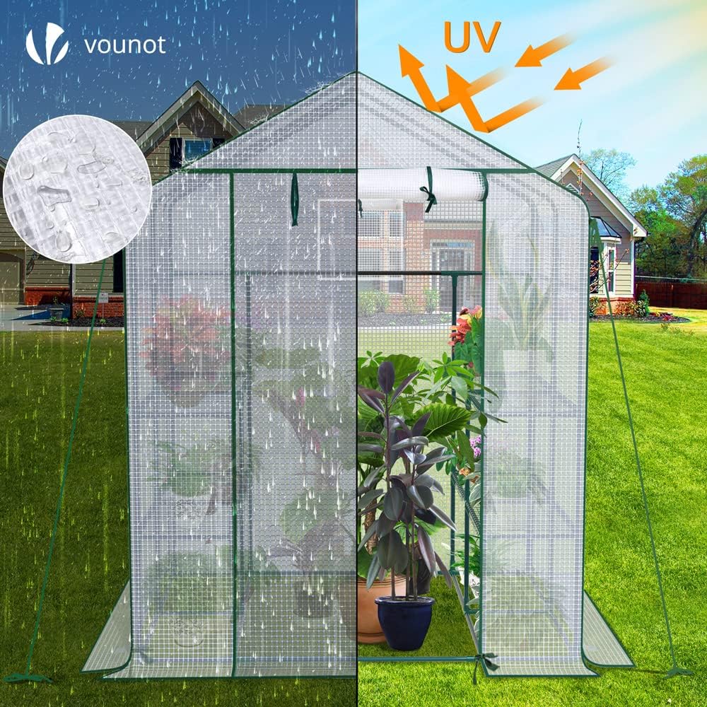 Thumbnail 3 de VOUNOT Walk In Greenhouse with Shelves (143x143x195 cm)