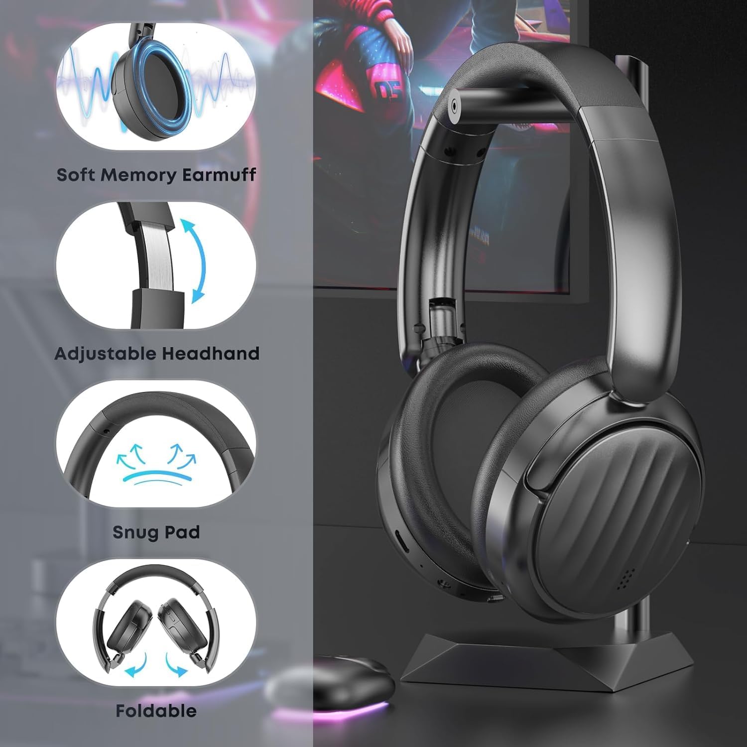 Thumbnail 4 de MMWOWARTS Bluetooth Headphones with ANC: Solid Everyday Over-Ear Options