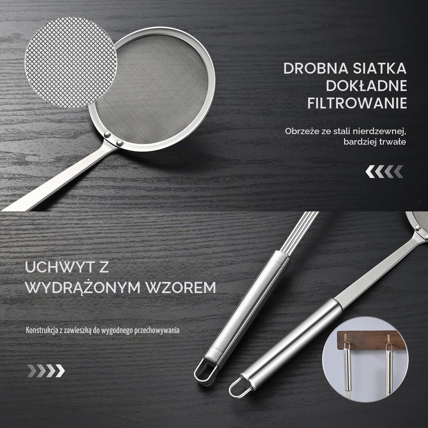 Detalle de Dehov SY-XL – zestaw sitek kuchennych ze stali nierdzewnej, pająk 14 cm