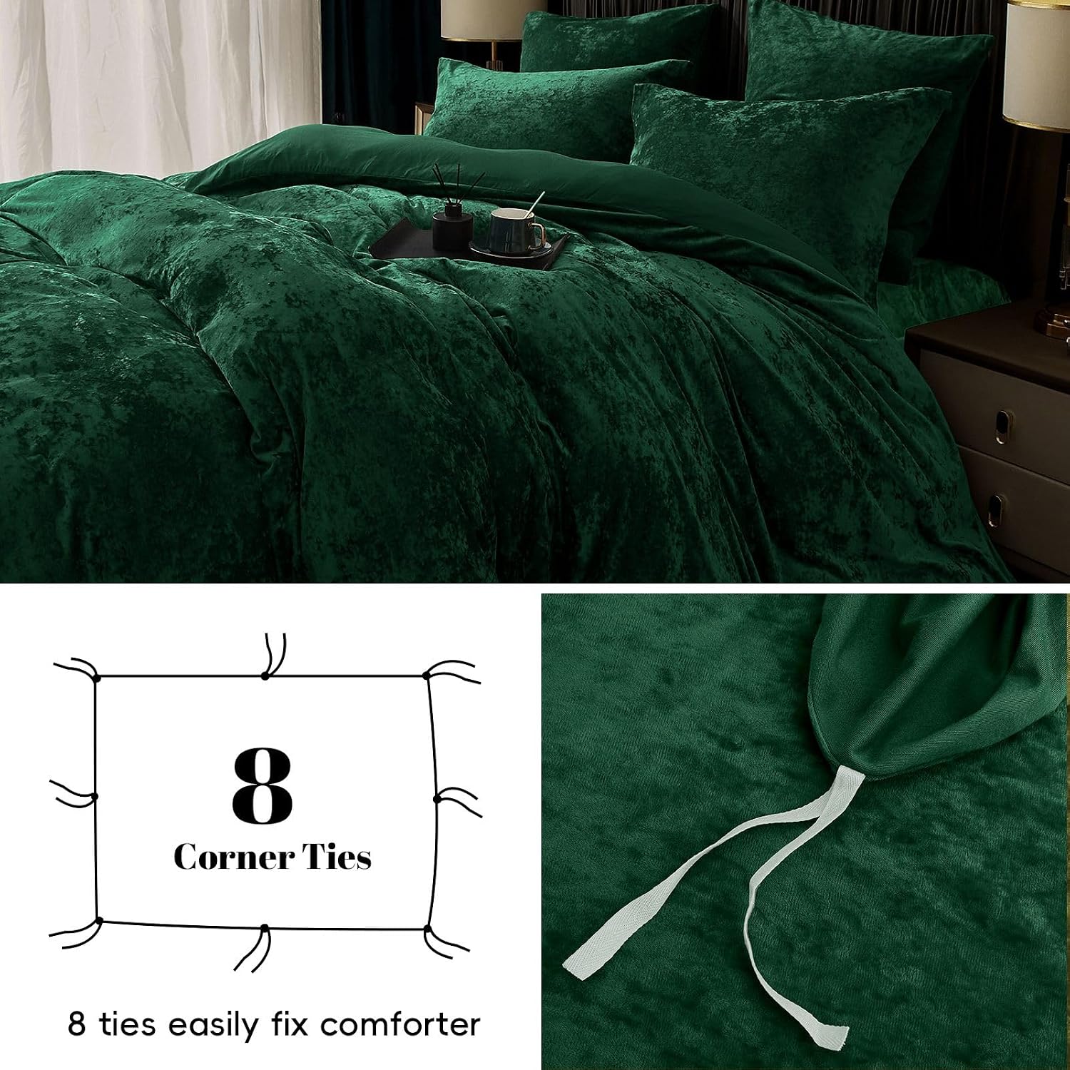 Thumbnail 6 de PHF Velvet Duvet Cover Set King Size