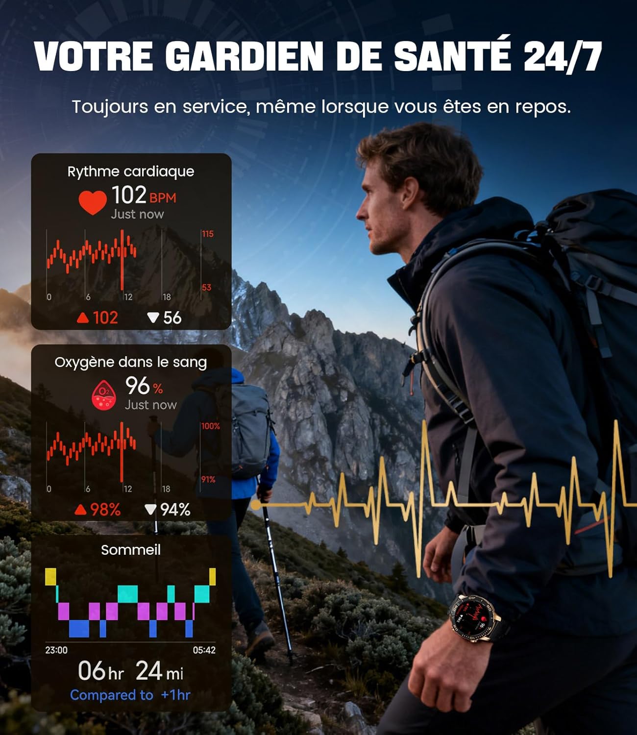 Thumbnail 5 de Montre Connectée Homme Militaire – Écran AMOLED 1,43", IP68, 170+ Modes et Appel Bluetooth