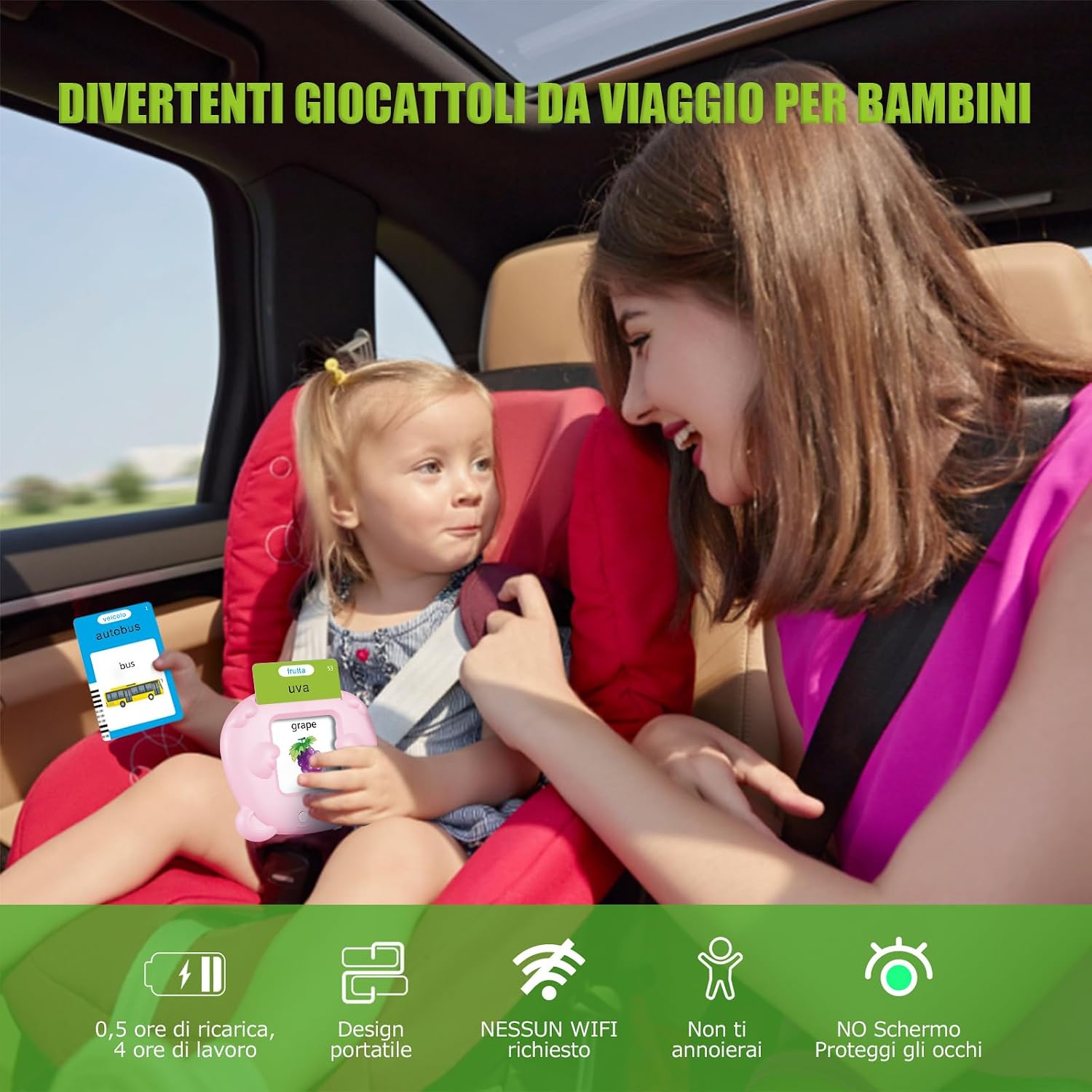 Detalle de Talking Flash Cards 510 Parole – Schede Parlanti per Bambini 3+ (Rosa, Italiano)