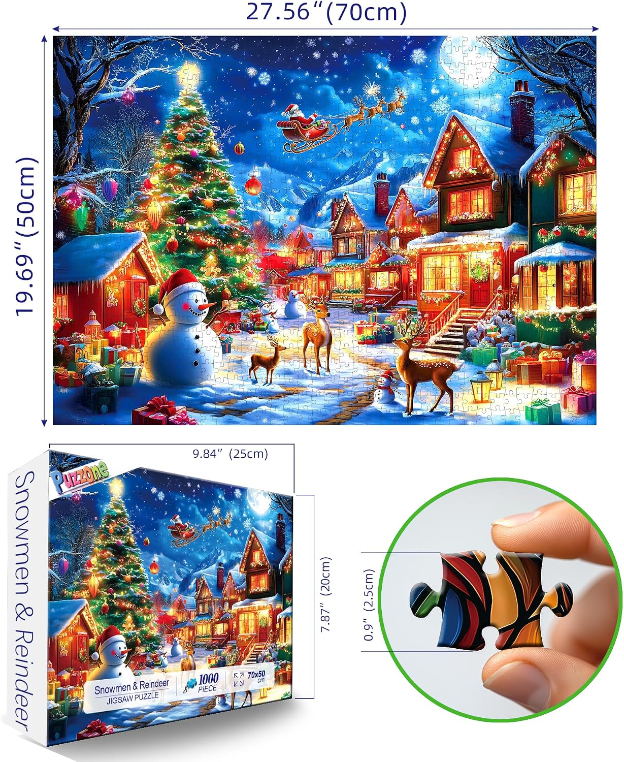 Detalle 2 de PuzzOne BFJIUJIU-00462 1,000-Piece Christmas Village Jigsaw Puzzle