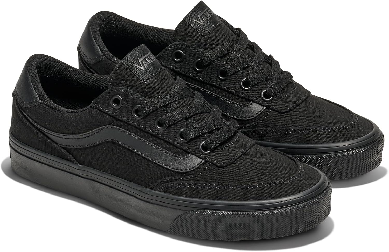 Detalle de Vans Brooklyn LS BasketFemme – Baskets basses noires en toile et daim, confort féminin