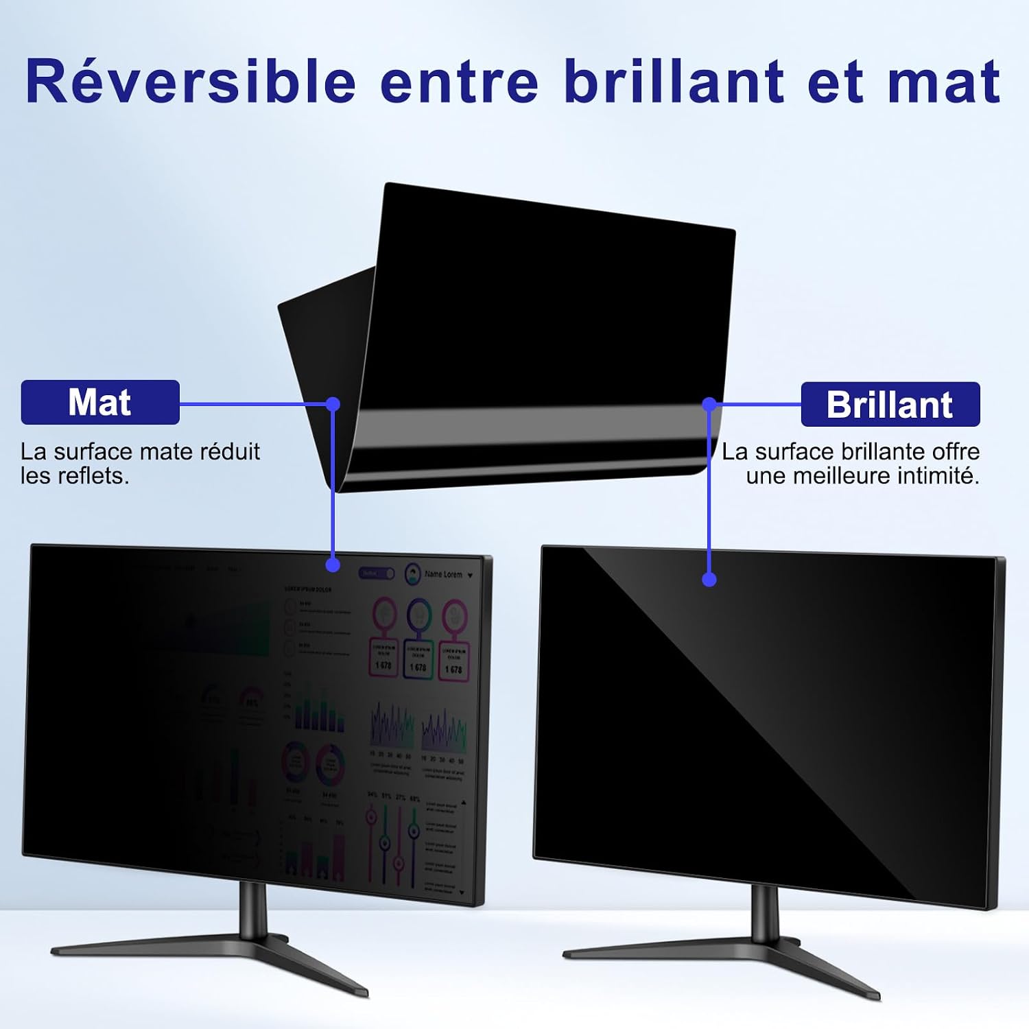 Thumbnail 6 de Filtre de confidentialité pour écran 21,5 pouces – 16:9, anti-reflets et anti-lumière bleue