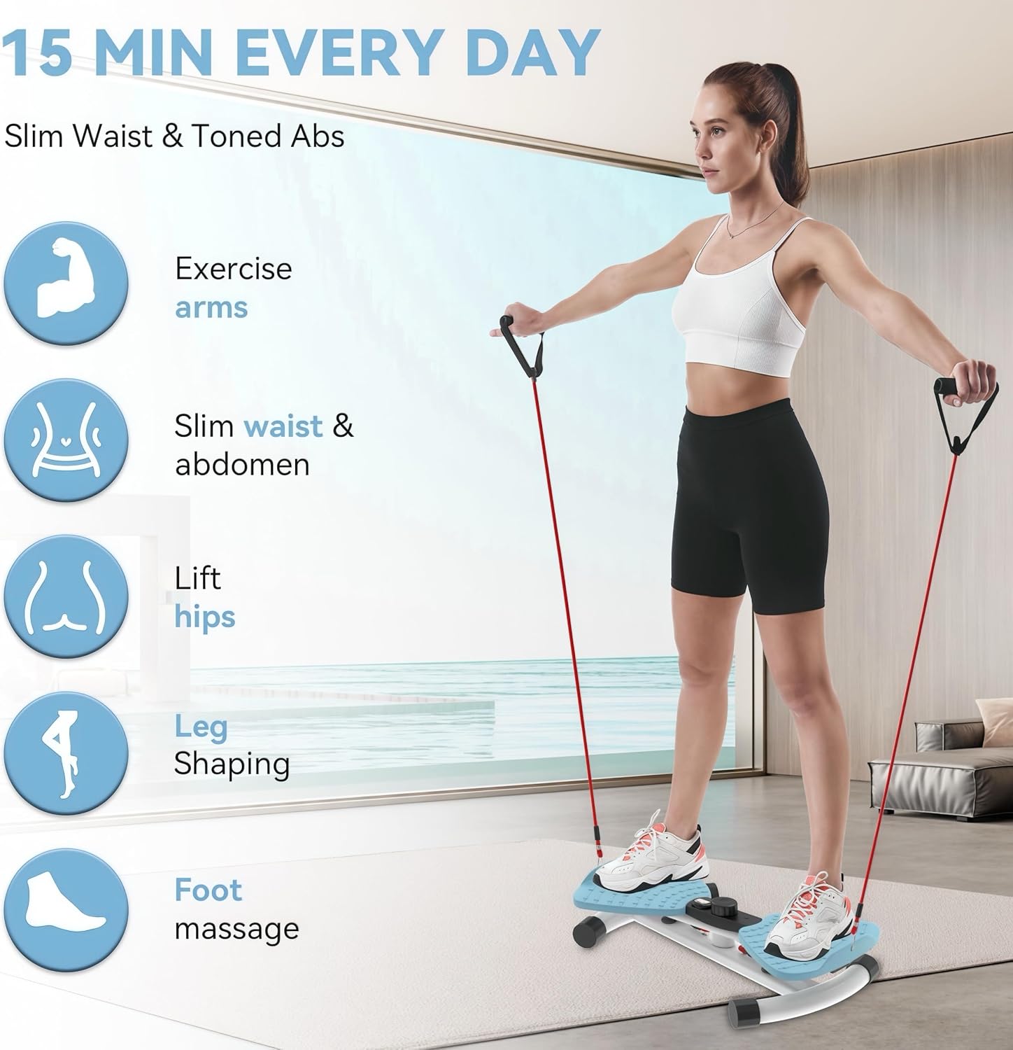 Detalle de renZEC Waist Twister Machine — Adjustable Ab Twister with Digital Display (330 lbs capacity)